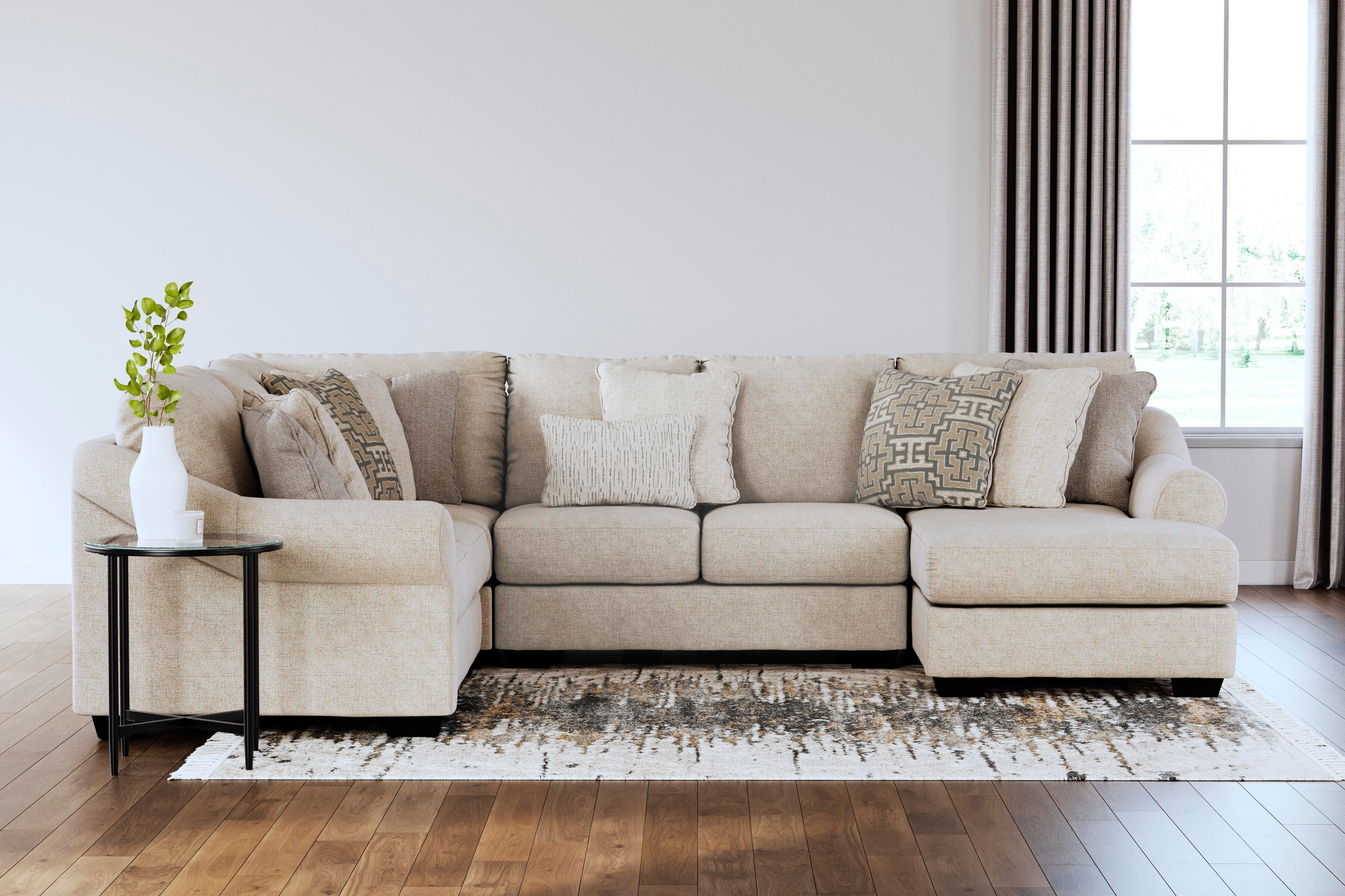 Carnaby 4 Piece Sectional with Chaise, Linen, large