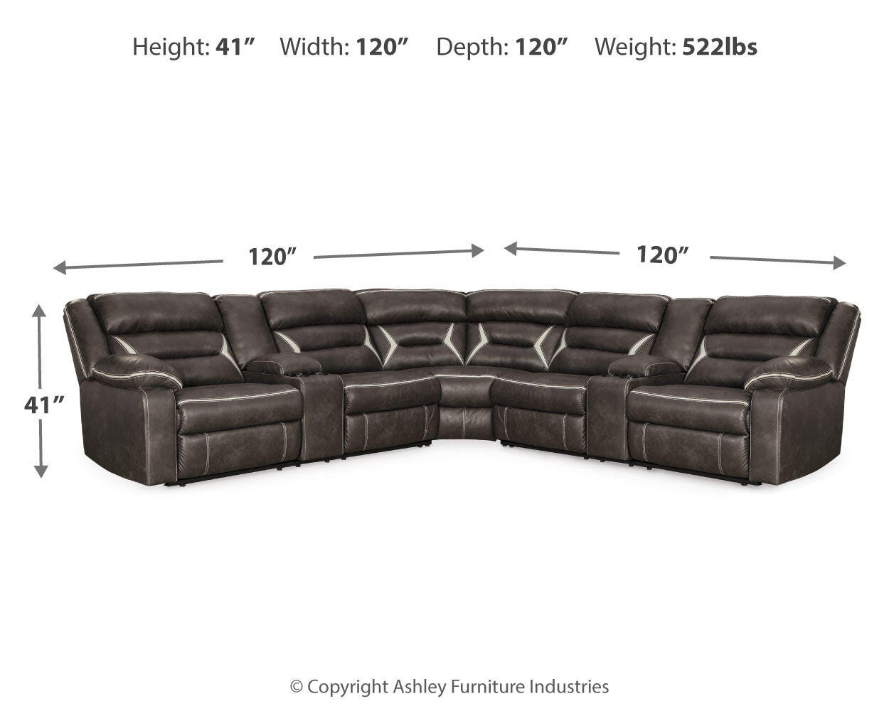Kincord 3-Piece Power Reclining Sectional - image 9