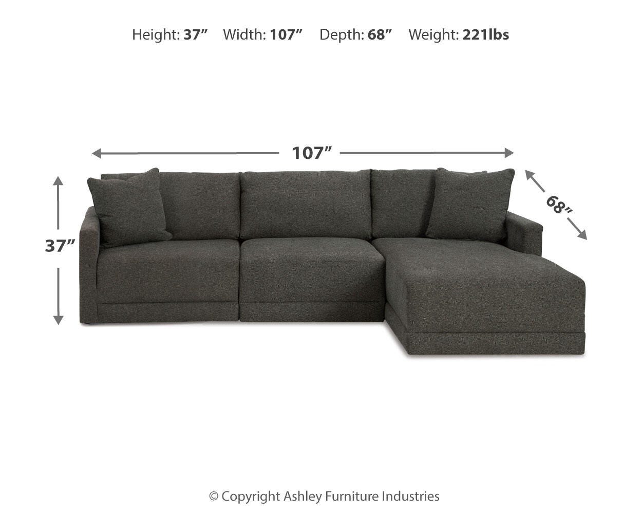 Seccional Evey de 3 piezas con chaise longue - image 3
