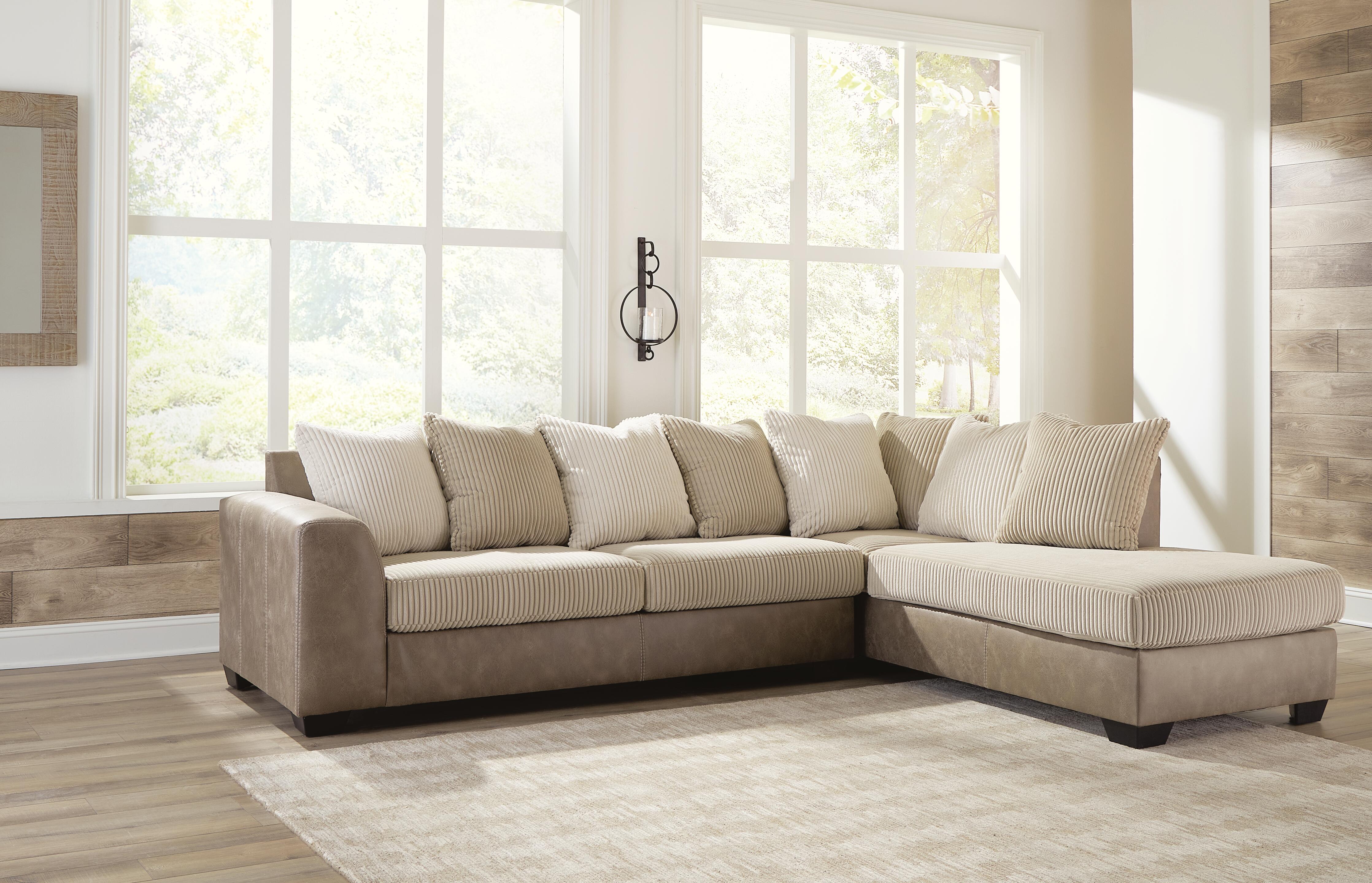 Keskin 2-Piece Sectional with Chaise, Sand, large