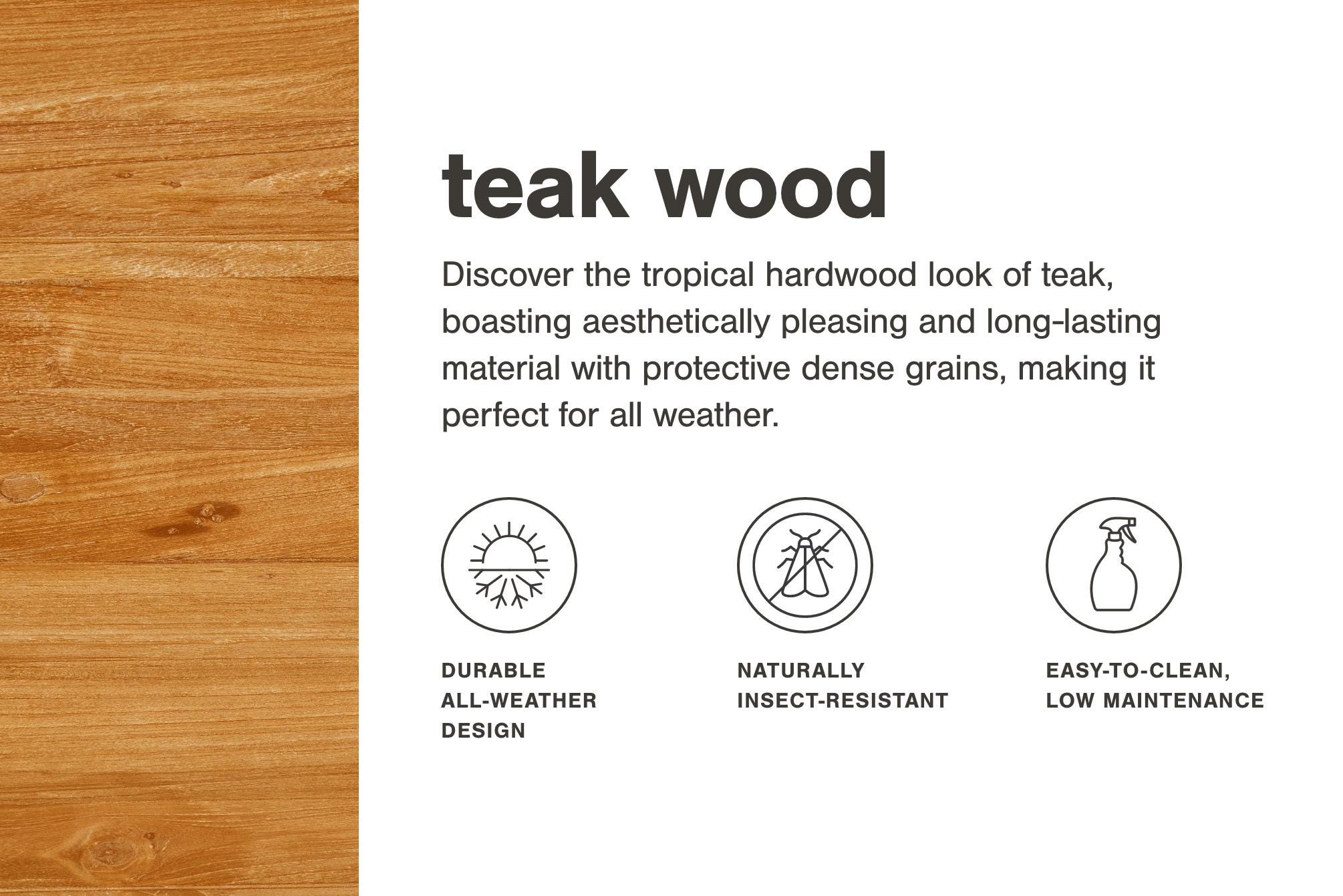 Guam Rectangular Teak Table, , large