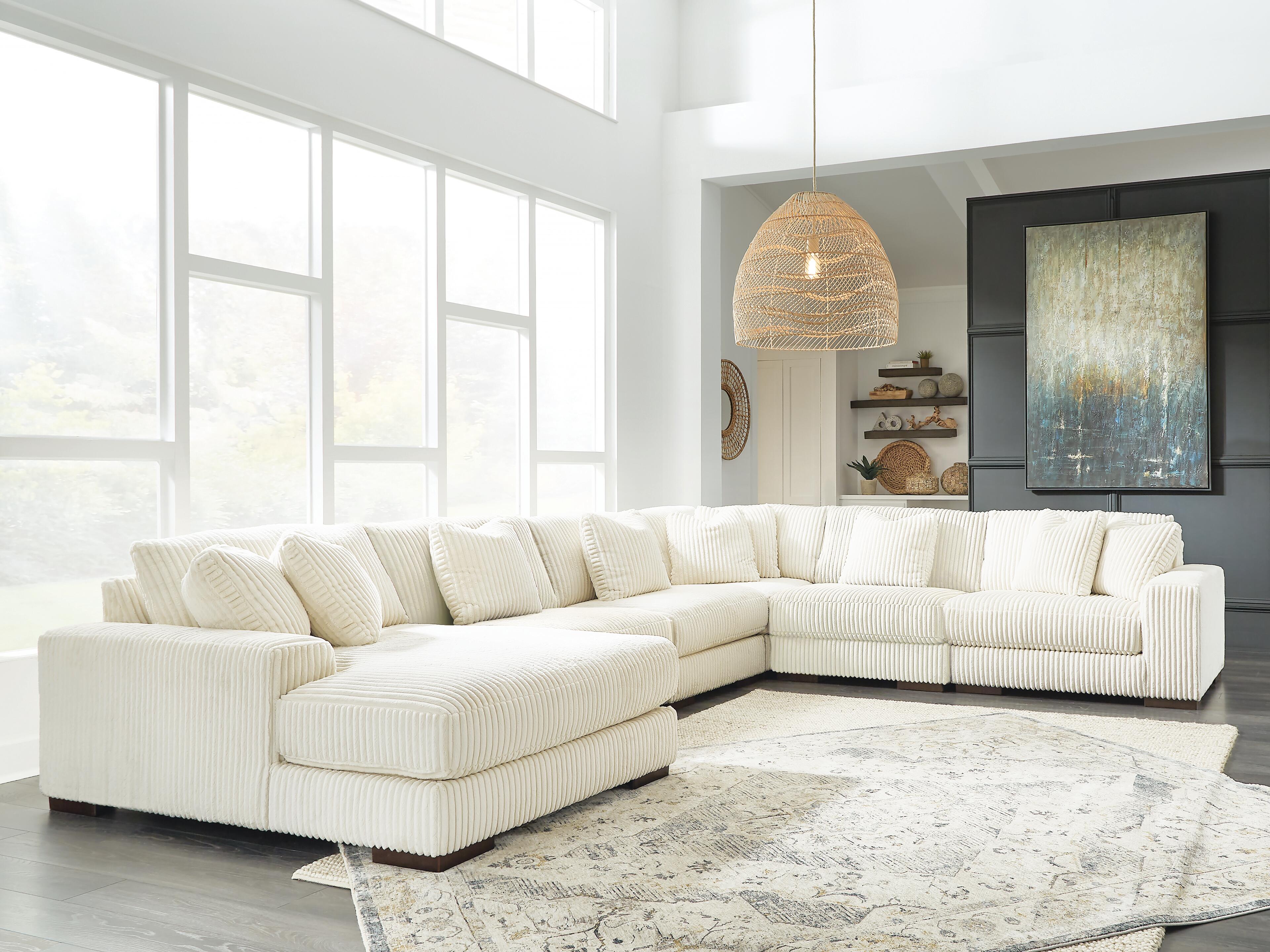 Lindyn 6-Piece Sectional with Chaise, Ivory, rollover