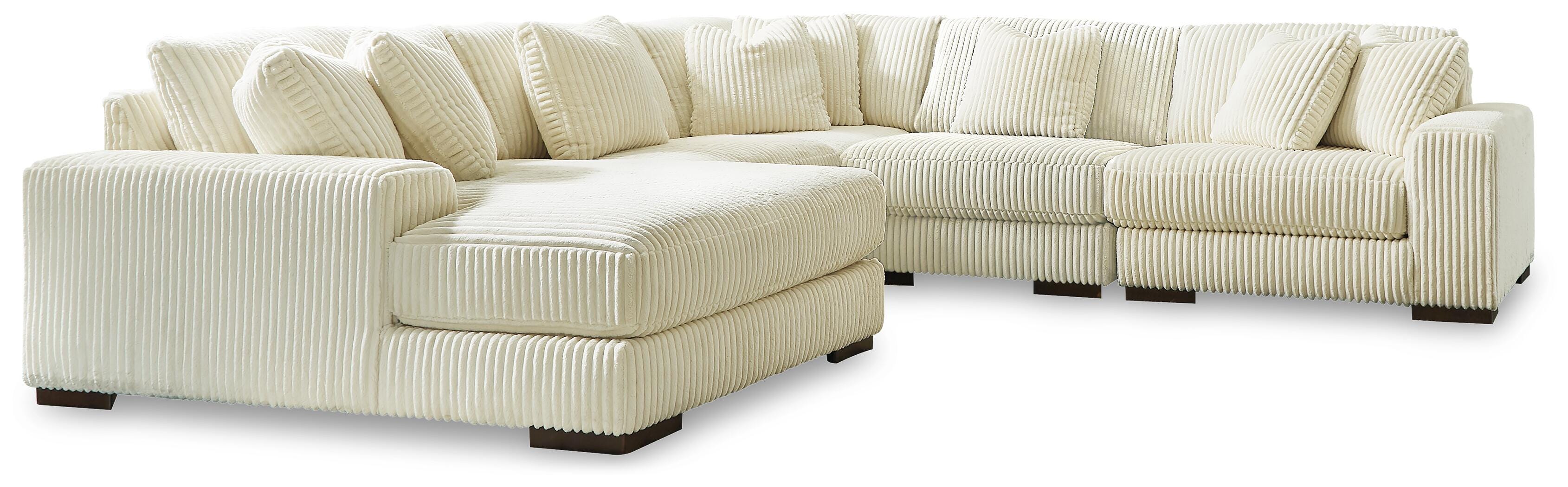 Lindyn 5-Piece Sectional with Chaise, Ivory, large