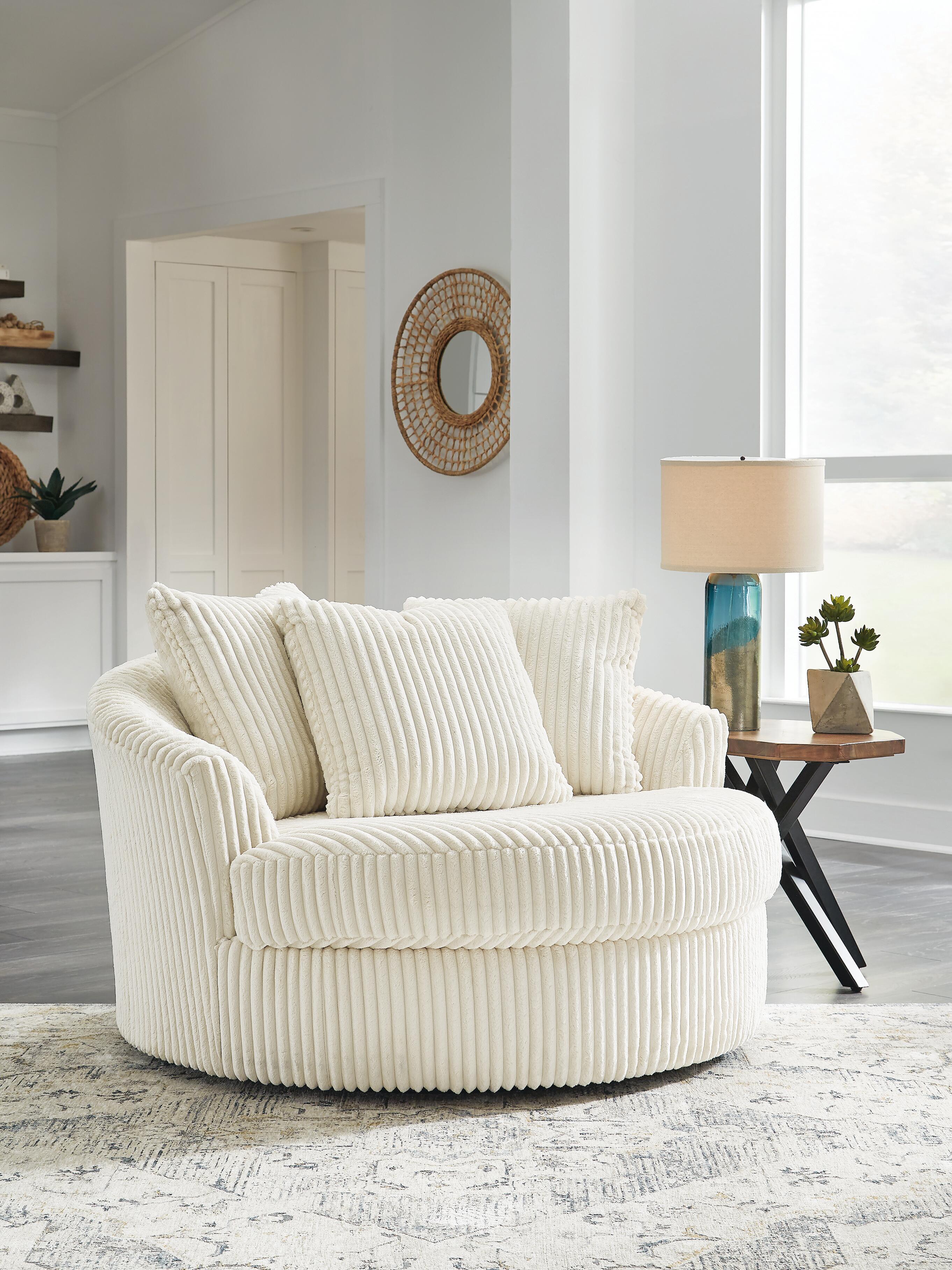 Lindyn Oversized Swivel Accent Chair, Ivory, rollover