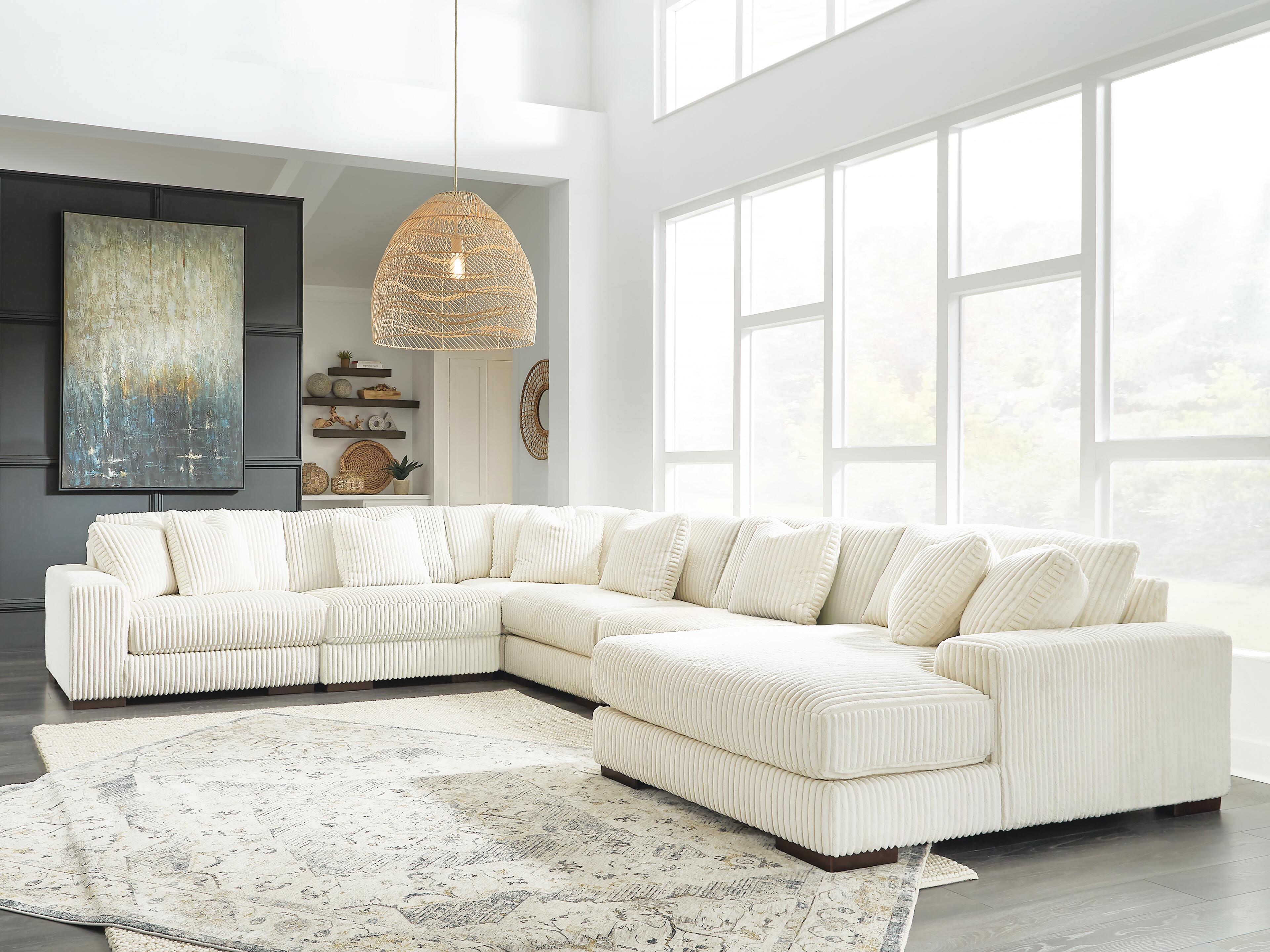 Lindyn 6-Piece Sectional with Chaise, Ivory, rollover