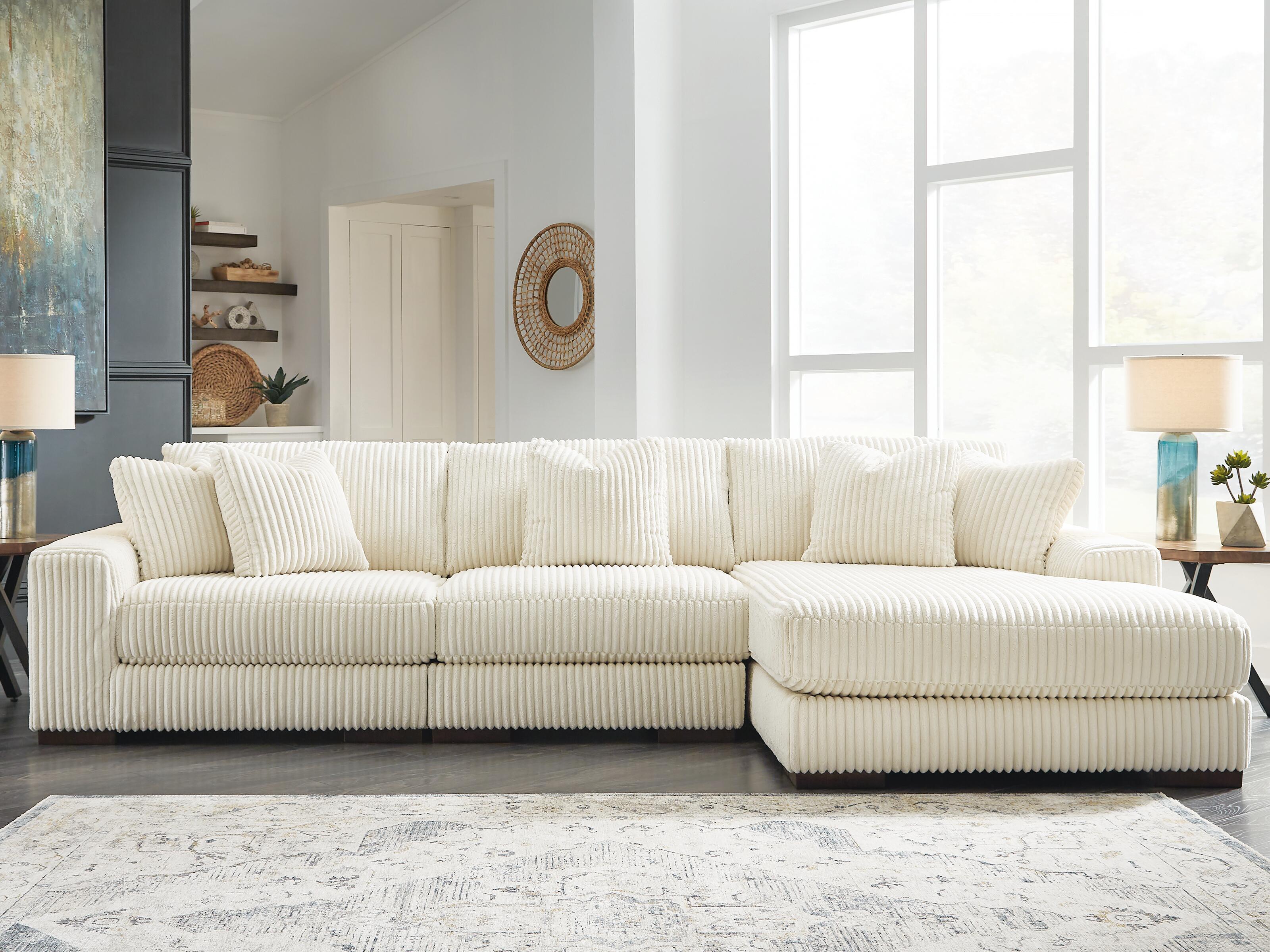 Lindyn 3-Piece Sectional with Chaise, Ivory, rollover