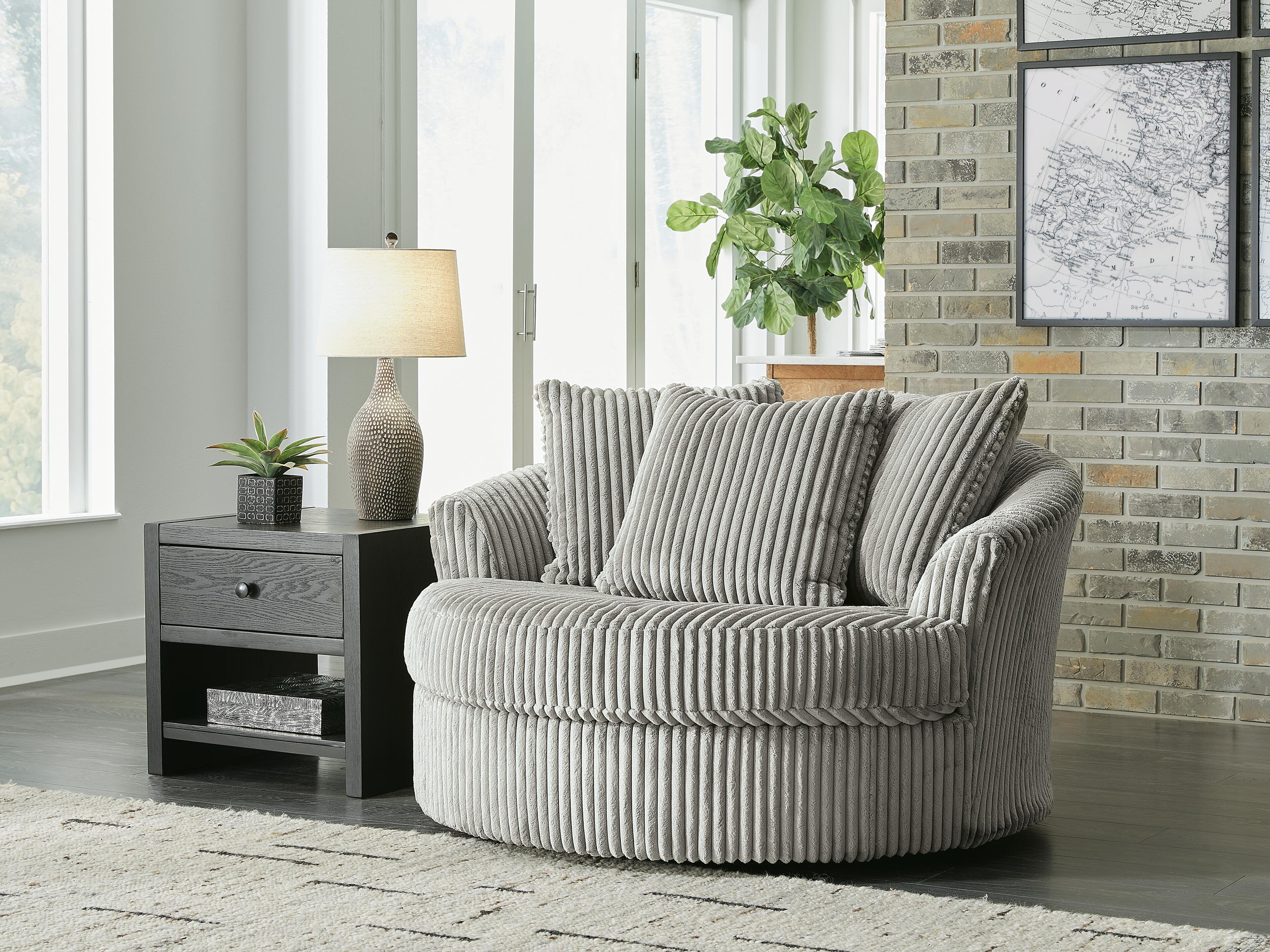 Lindyn Oversized Swivel Accent Chair, Fog, rollover