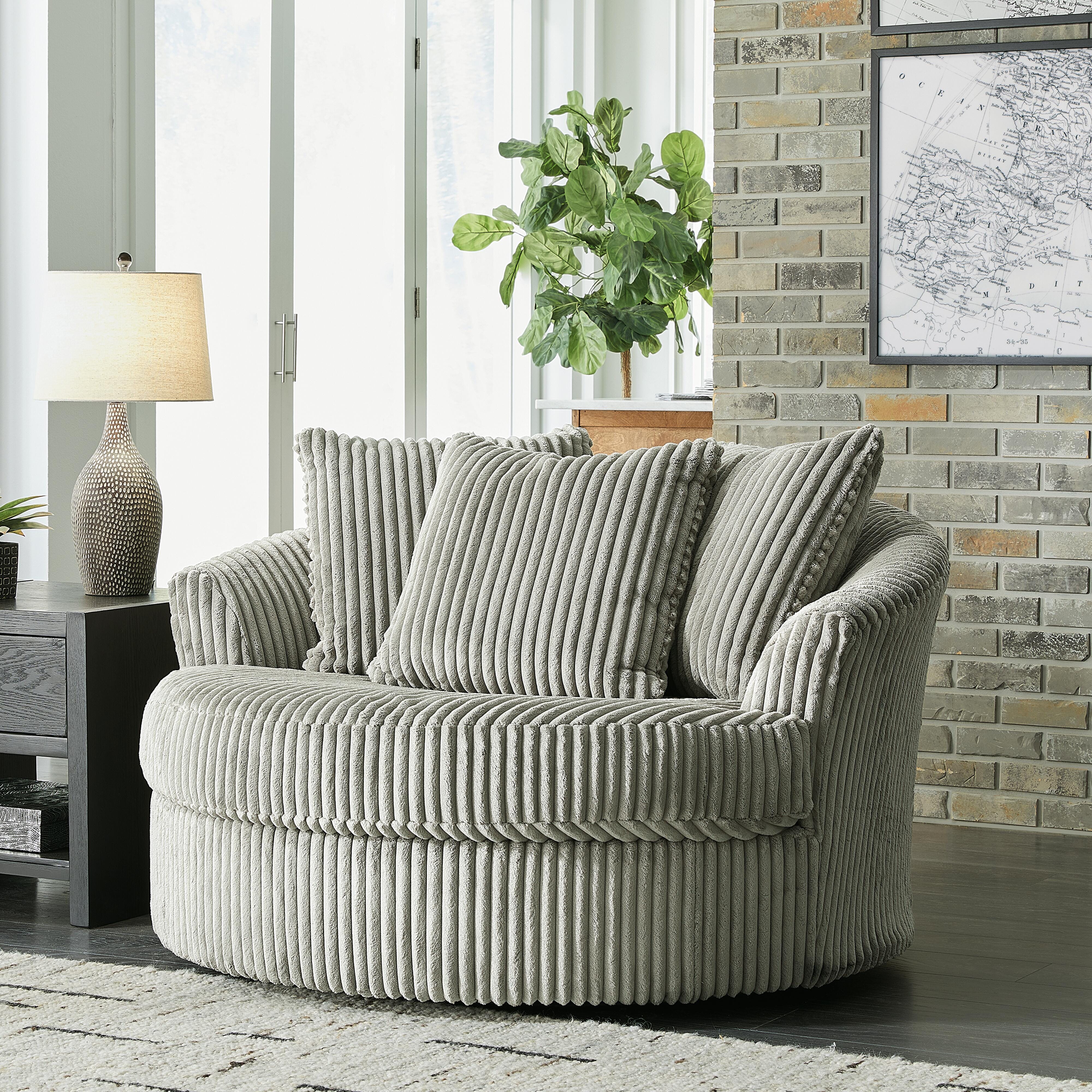 Lindyn Oversized Swivel Accent Chair, Fog, large