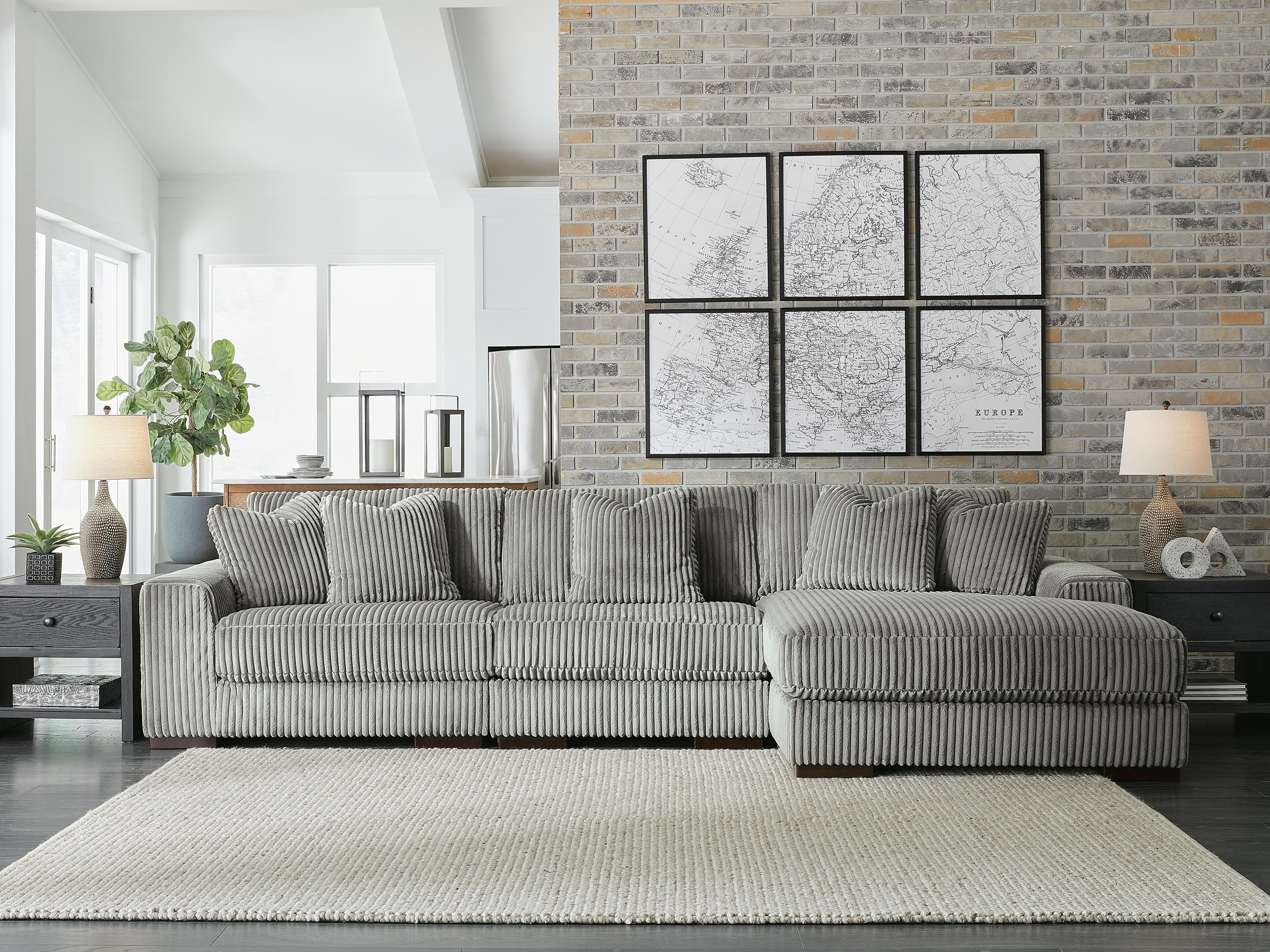 Lindyn 3-Piece Sectional with Chaise, Fog, rollover