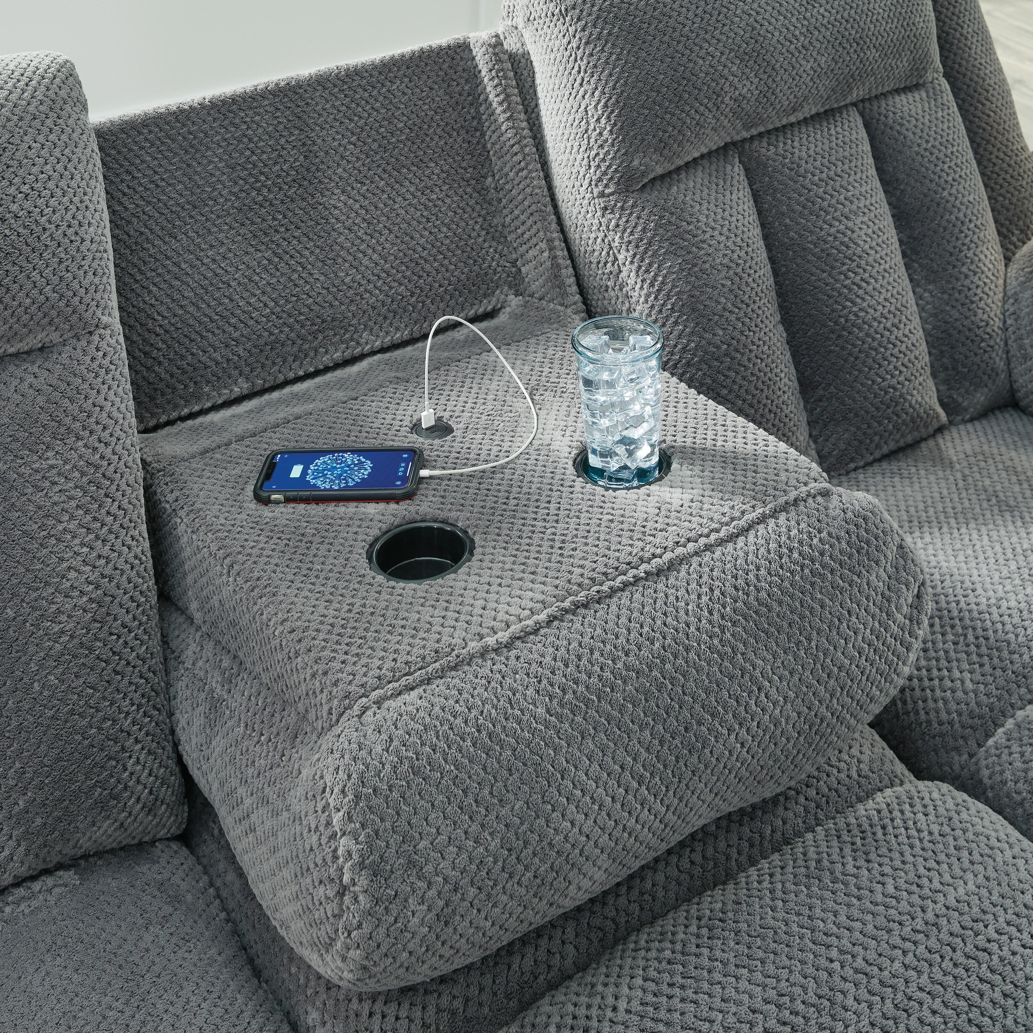 Sofá reclinable eléctrico Greely Bend con mesa abatible - image 8