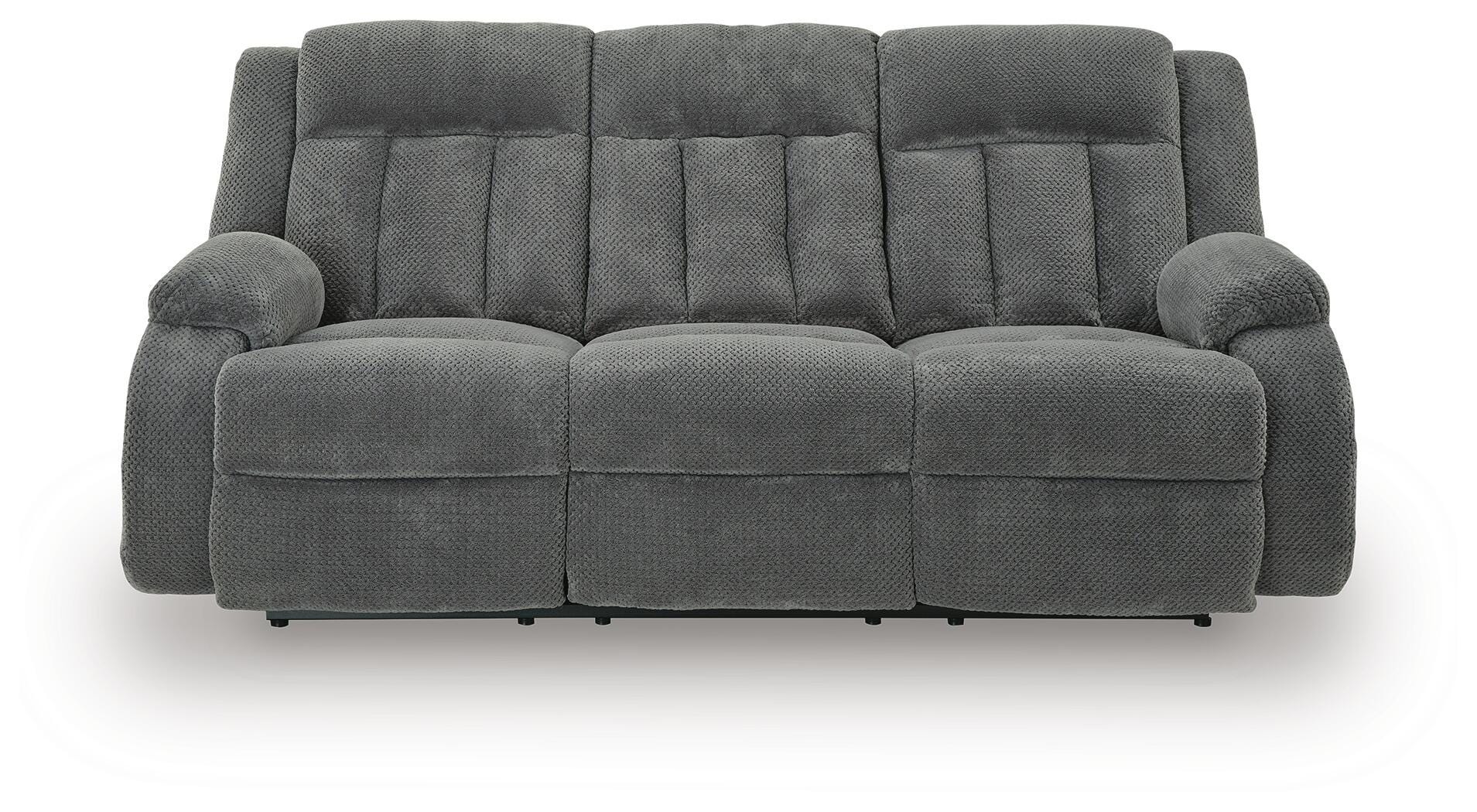 Greely Bend Power Reclining Sofa with Drop Down Table, Steel, large