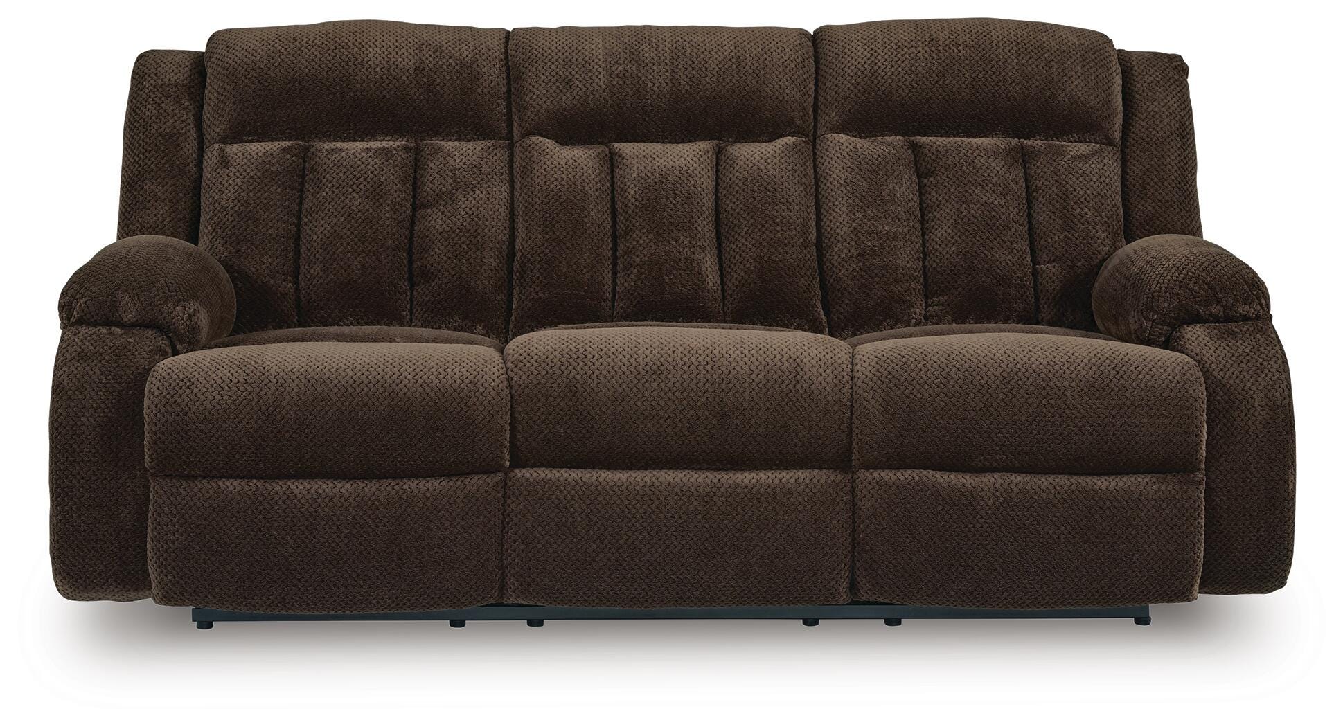 Greely Bend Power Reclining Sofa with Drop Down Table, Chocolate, large