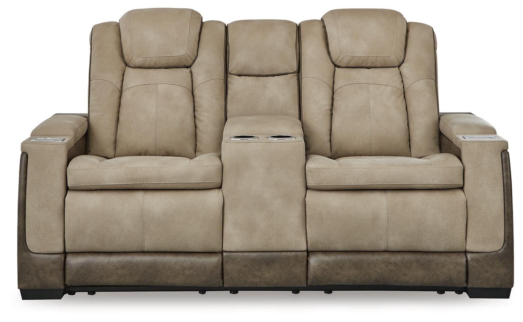 Next-Gen Durapella Power Reclining Loveseat with Console, Sand, large