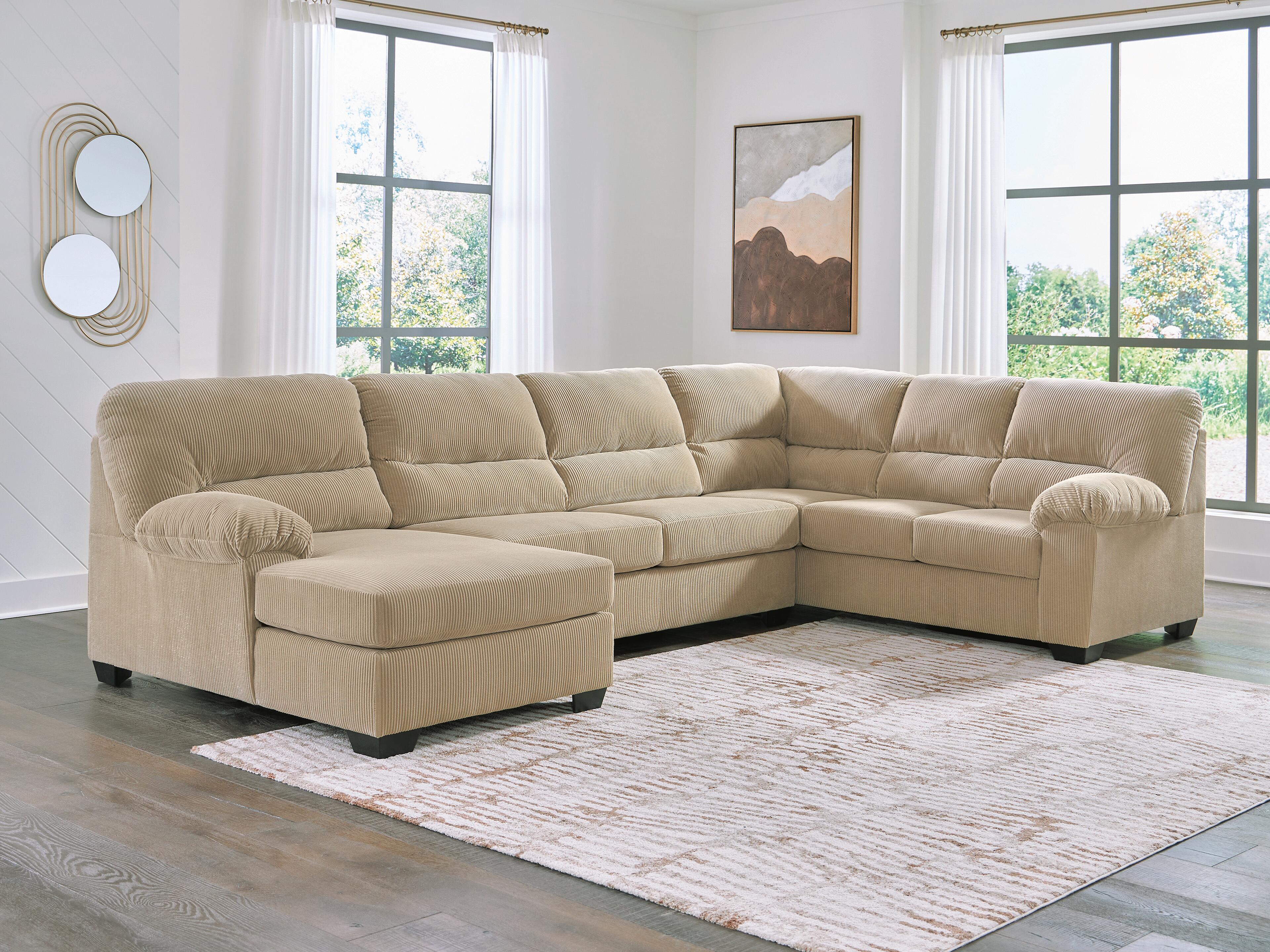 SimpleJoy 3-Piece Sectional with Chaise, Sand, rollover