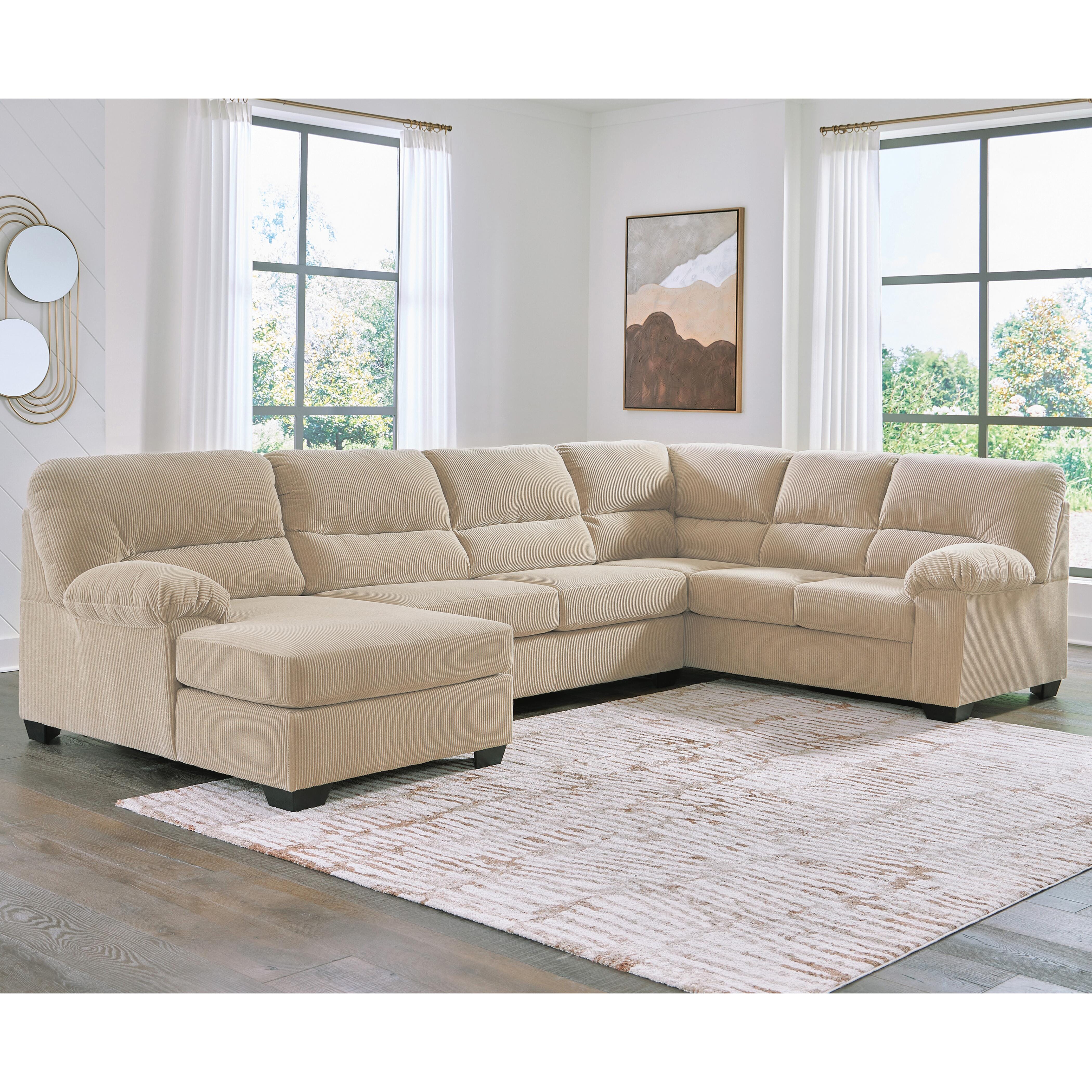SimpleJoy 3-Piece Sectional with Chaise, Sand, large