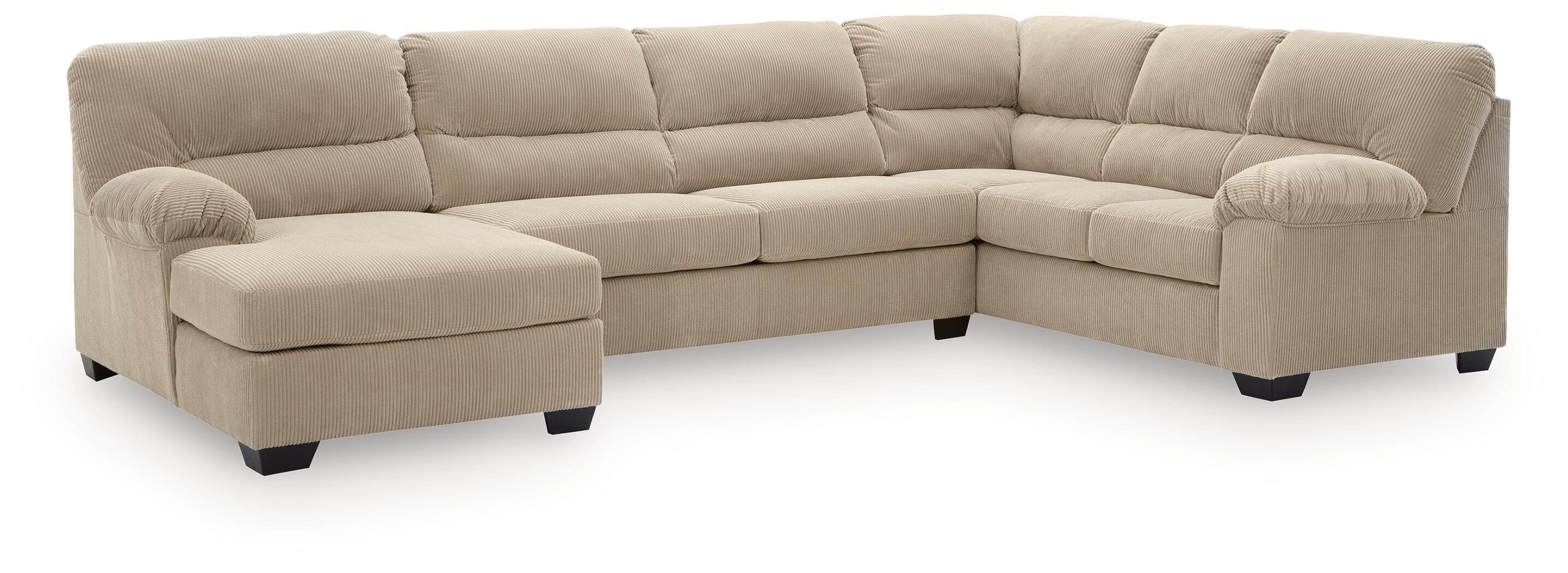 SimpleJoy 3-Piece Sectional with Chaise, Sand, large