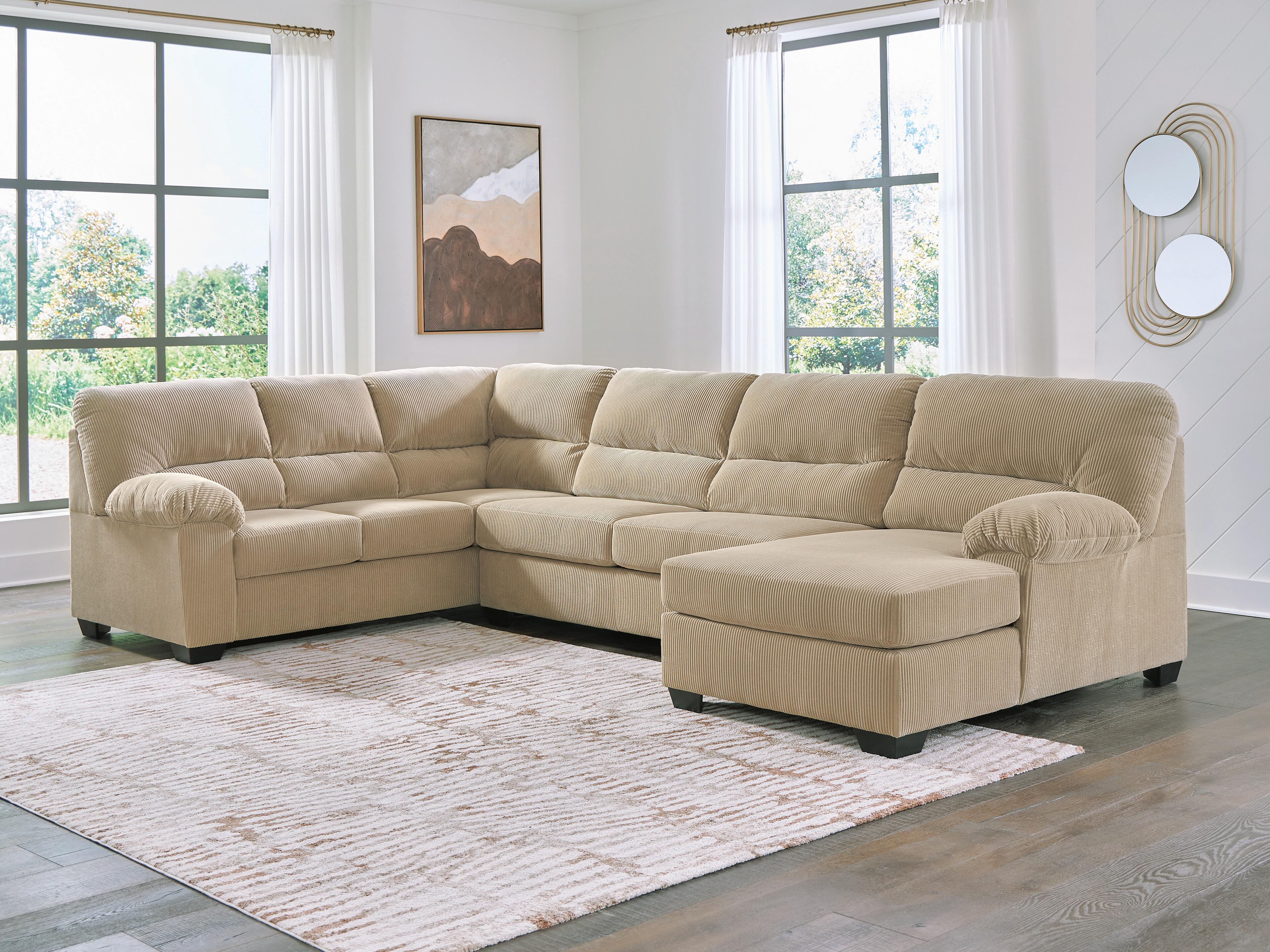 SimpleJoy 3-Piece Sectional with Chaise, Sand, large