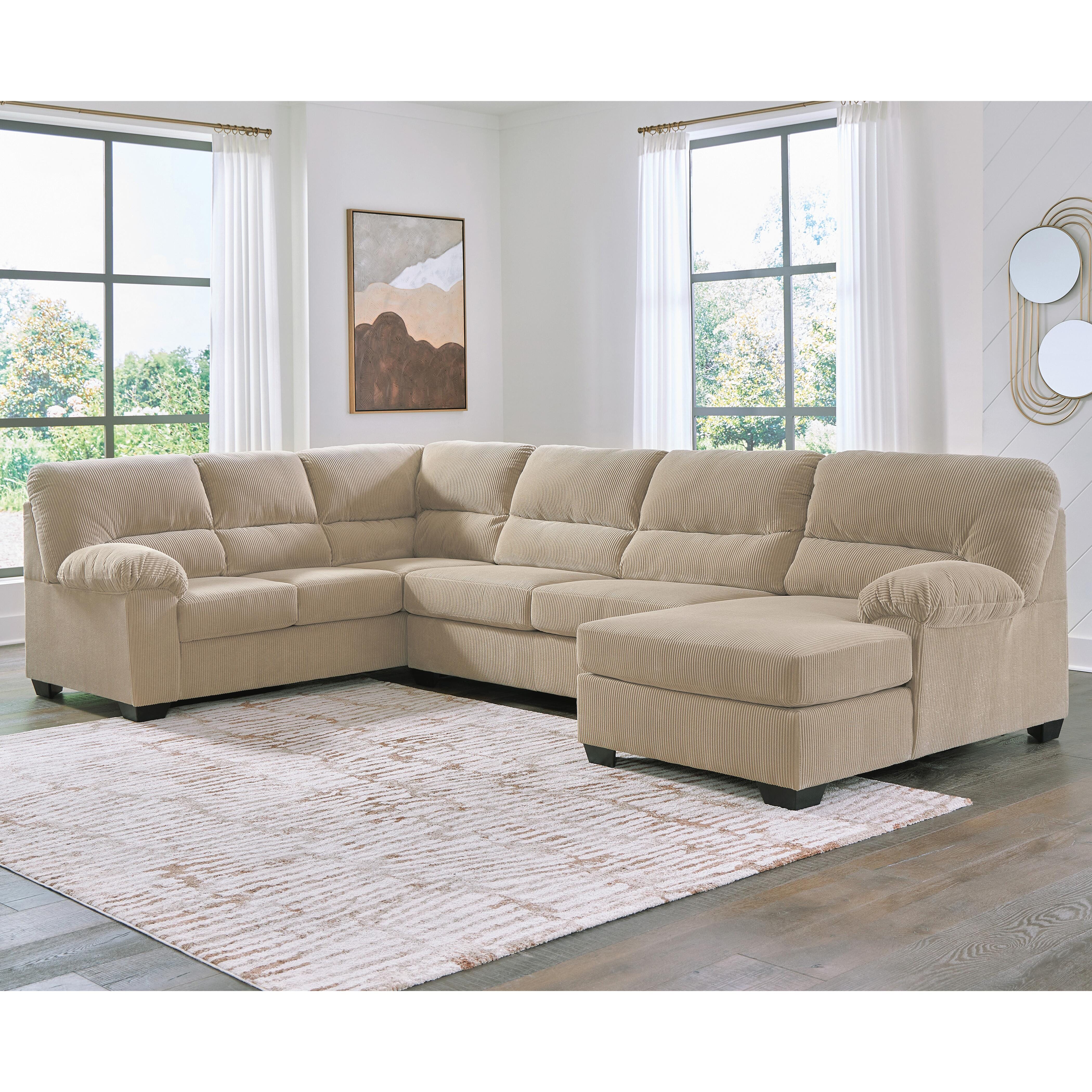 SimpleJoy 3-Piece Sectional with Chaise, Sand, large