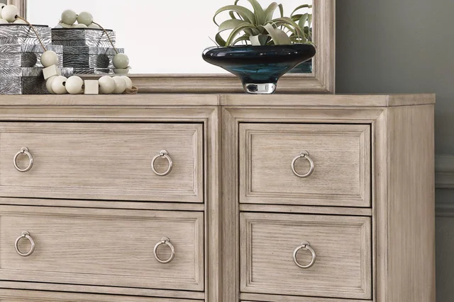 light brown dresser with mirror Signature Design by Ashley Sherbana Light Brown Dresser and Mirror | Dewey Furniture