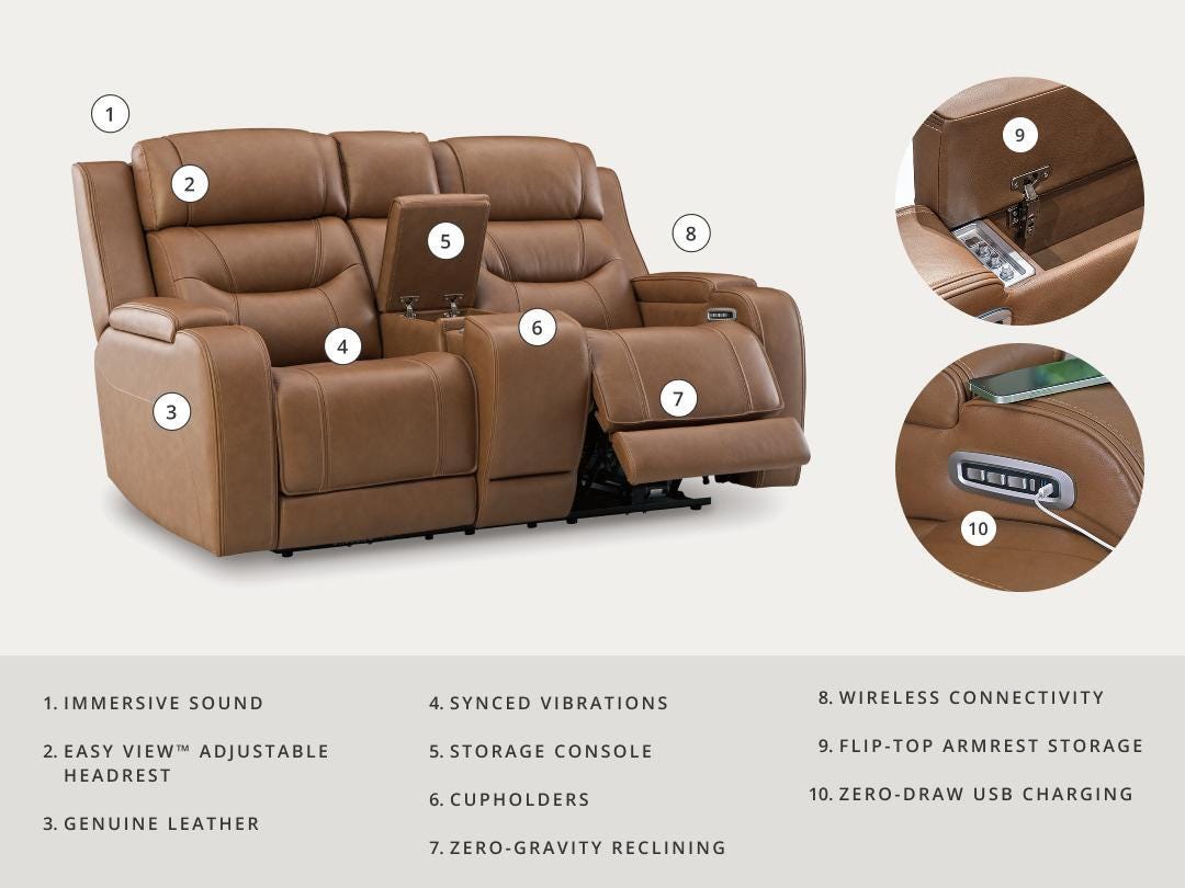 Dreamer Power Reclining Loveseat with Audio Seating - image 3