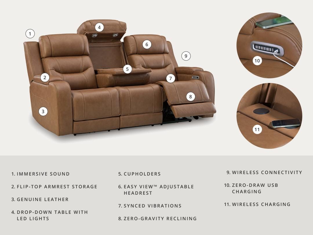 Dreamer Power Reclining Sofa with Audio Seating - image 3