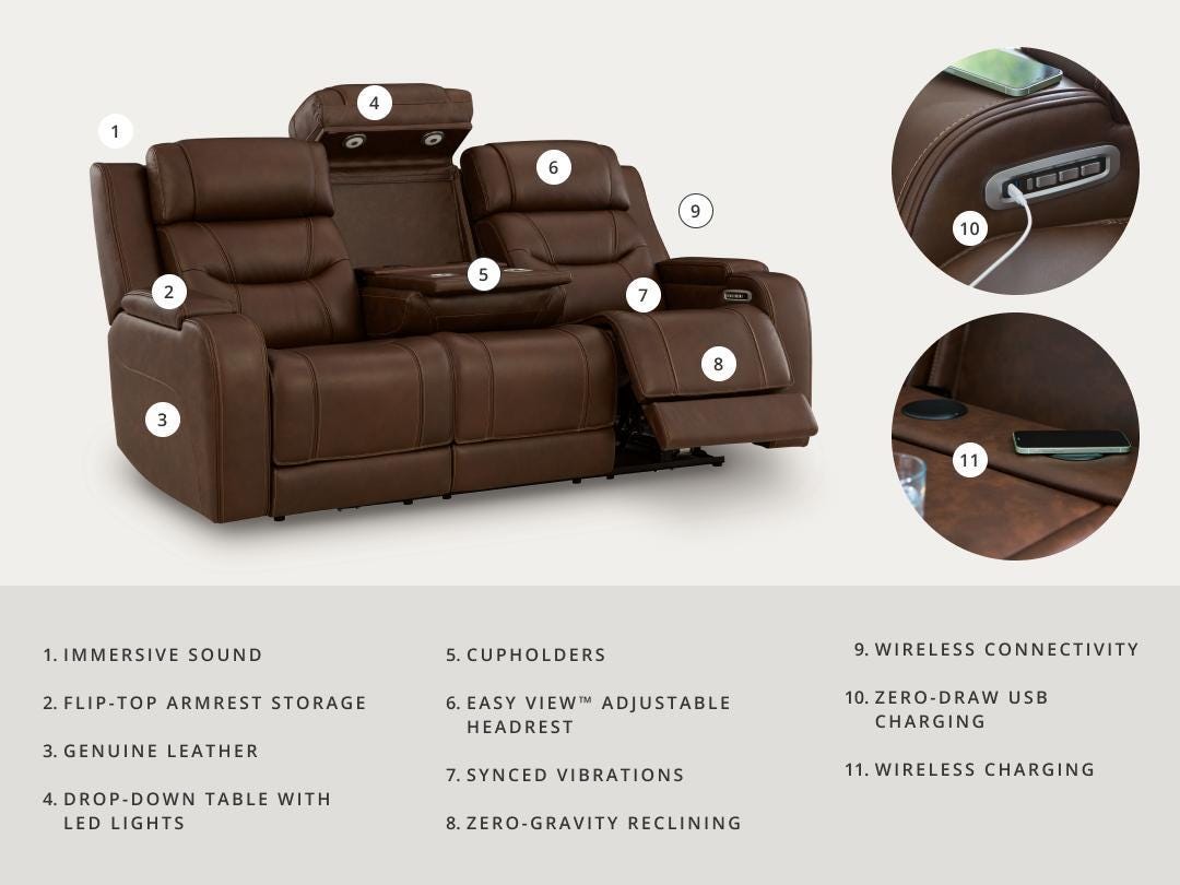 Dreamer Power Reclining Sofa with Audio Seating - image 3