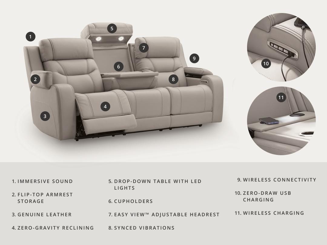 Dreamer Power Reclining Sofa with Audio Seating - image 3