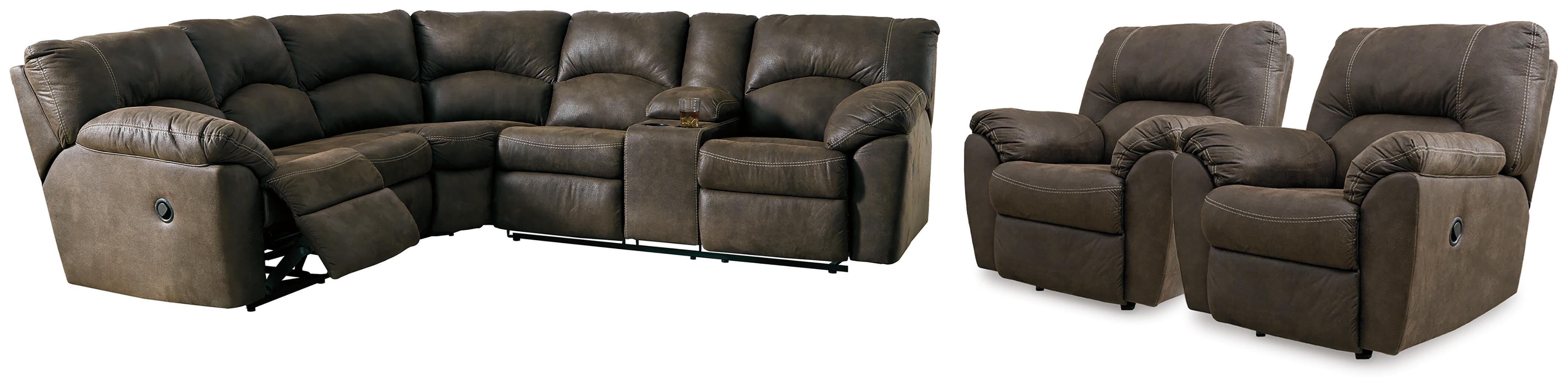Tambo 2-Piece Reclining Sectional and 2 Recliners - image 1
