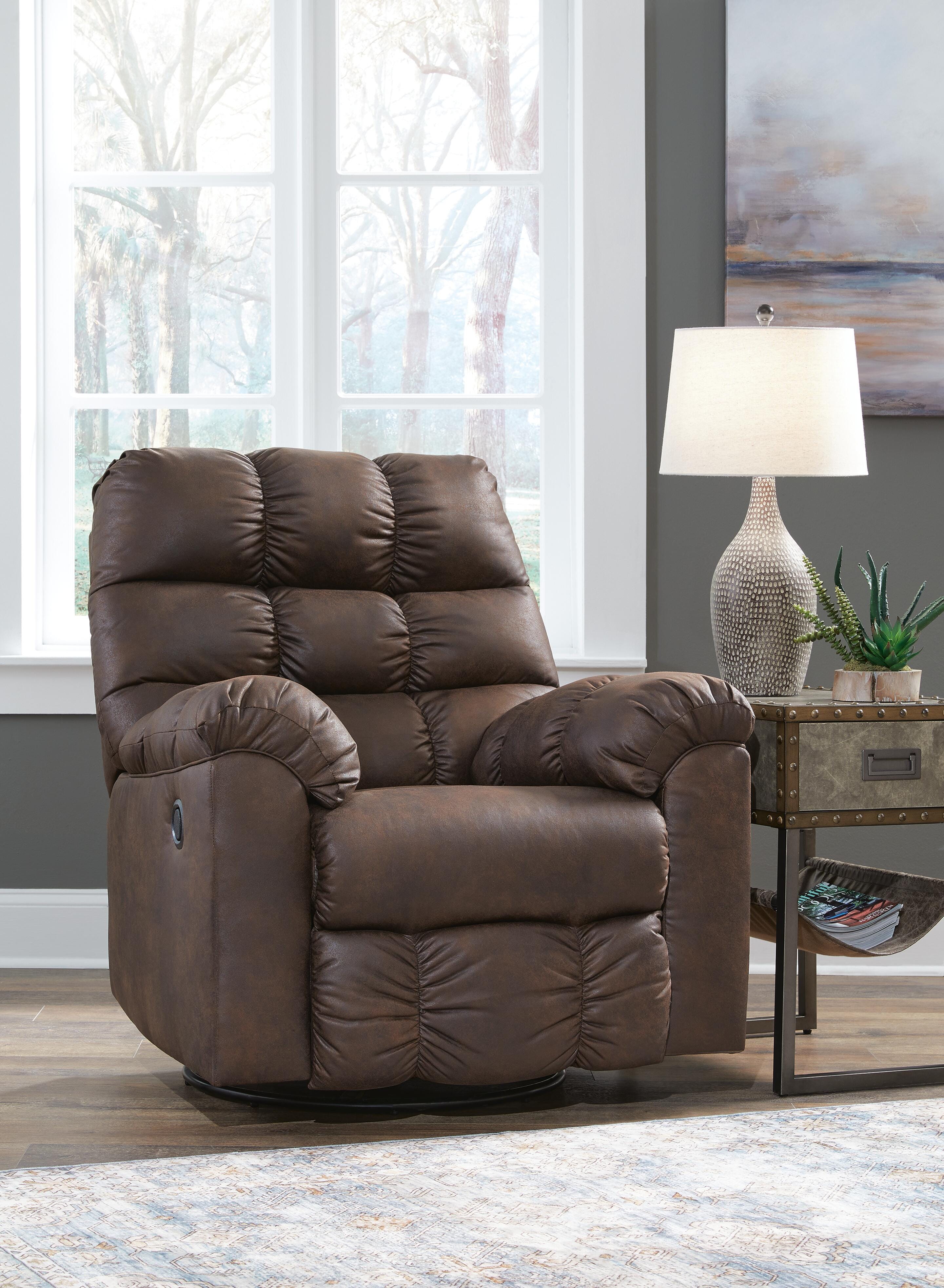 Derwin Swivel Glider Recliner, Nut, large