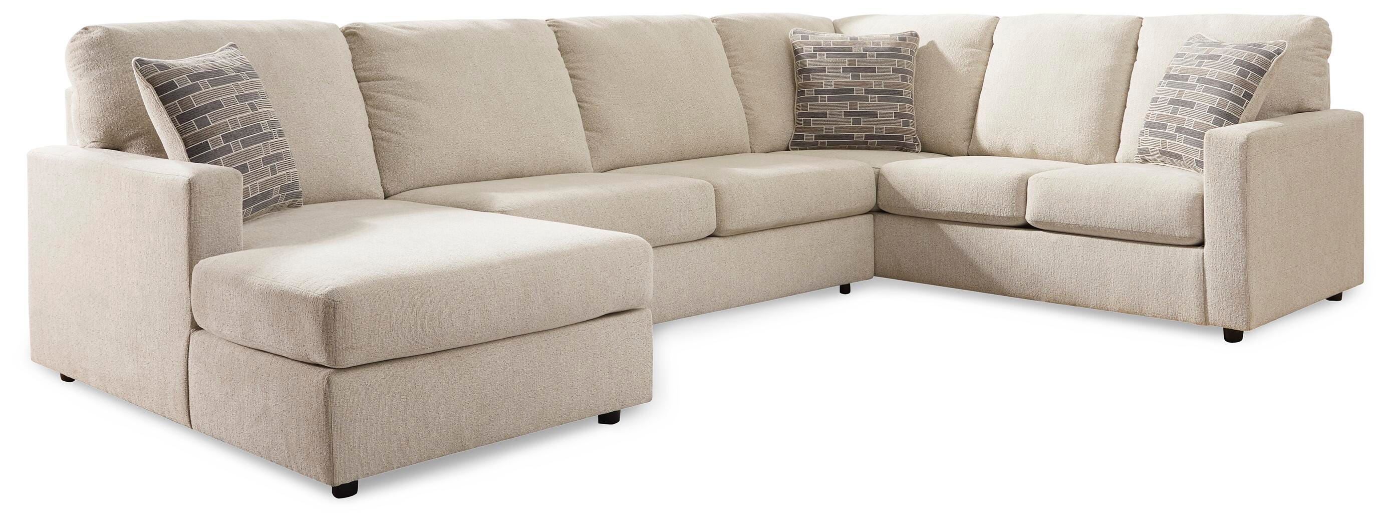 Edenfield 3-Piece Sectional with Chaise, Linen, large