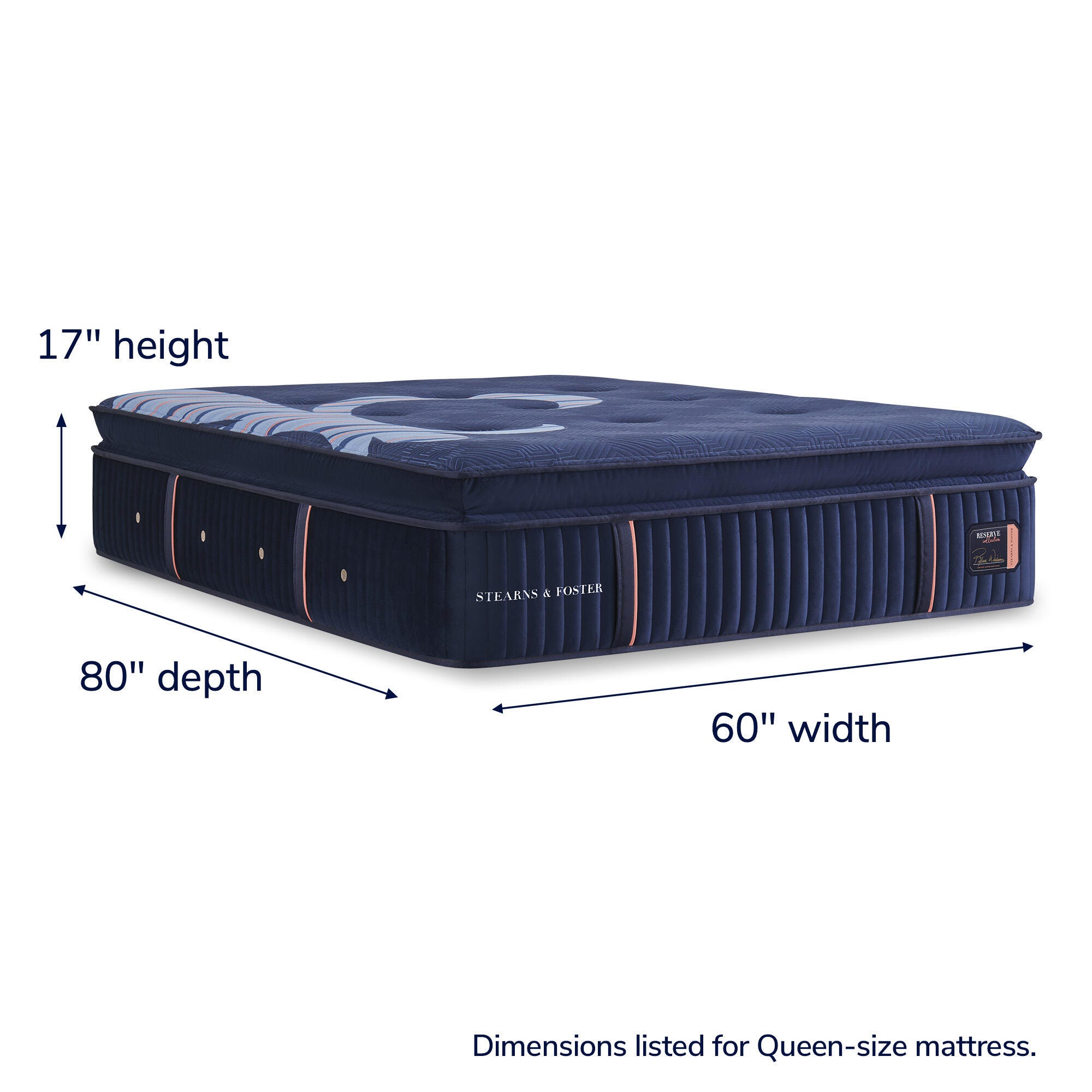 Stearns & Foster Reserve Soft Pillowtop CA King, Navy, large