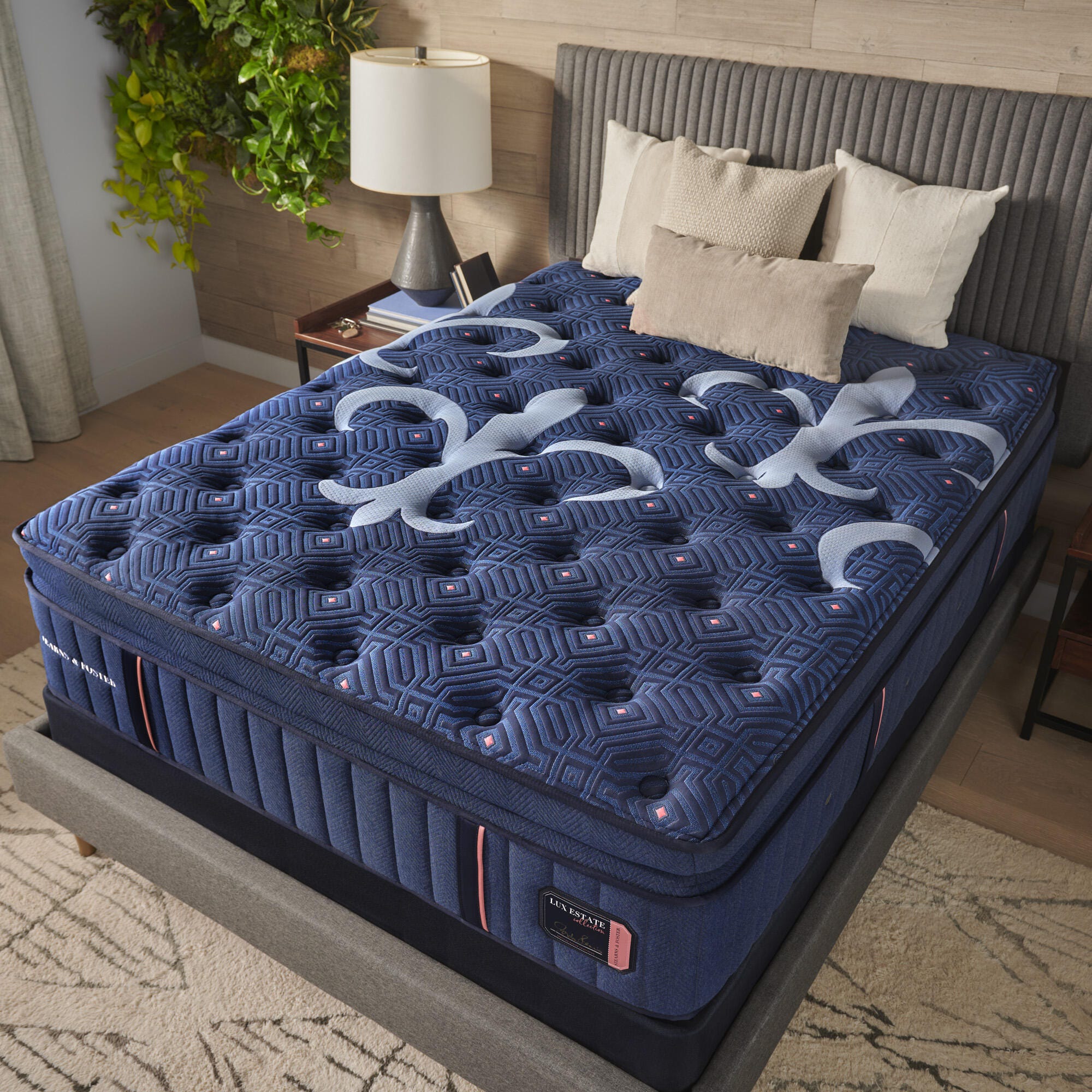 Stearns & Foster Lux Estate Firm Pillowtop Split CA King, Navy, large
