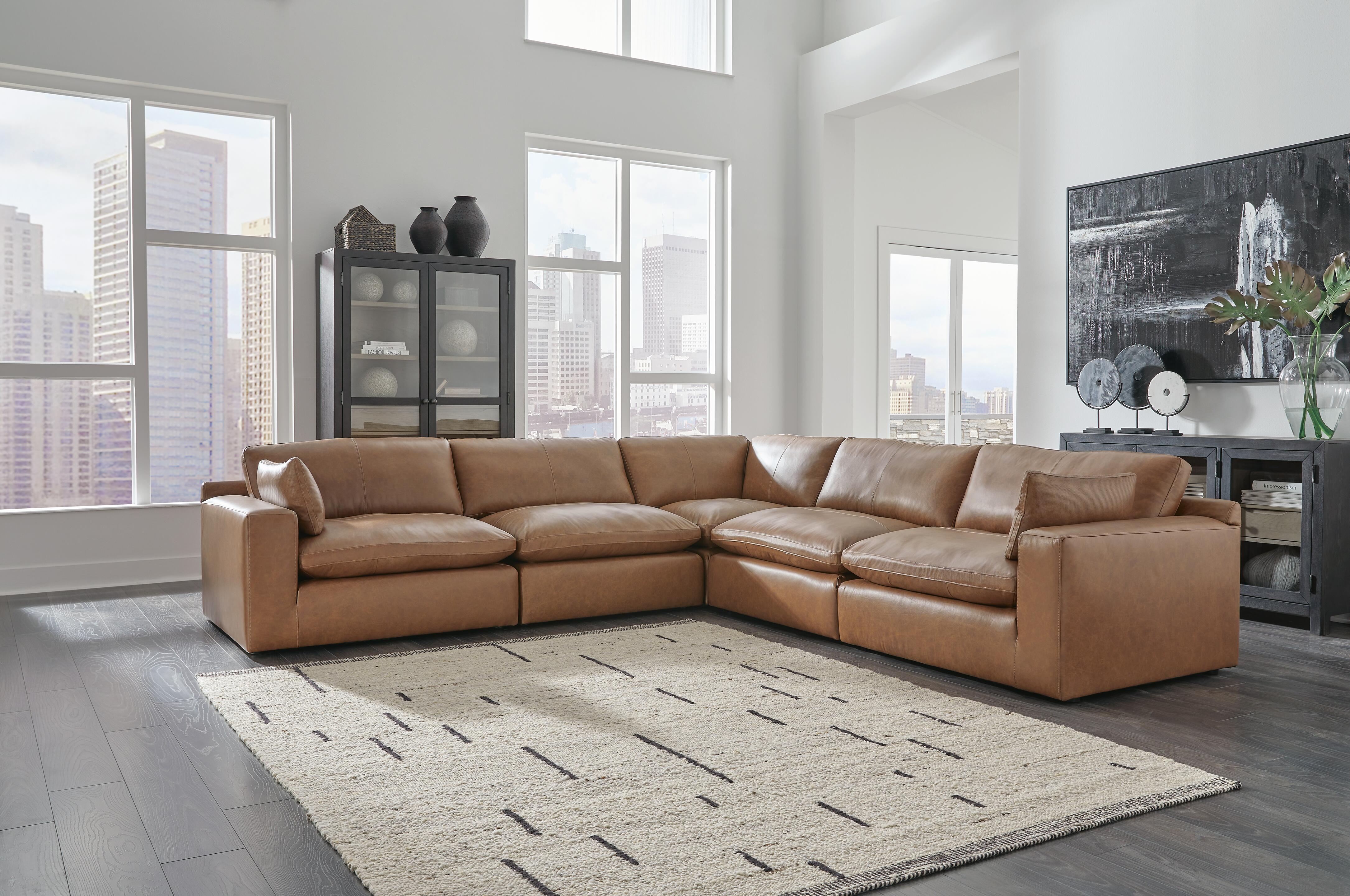 Emilia 5-Piece Sectional, Caramel, large