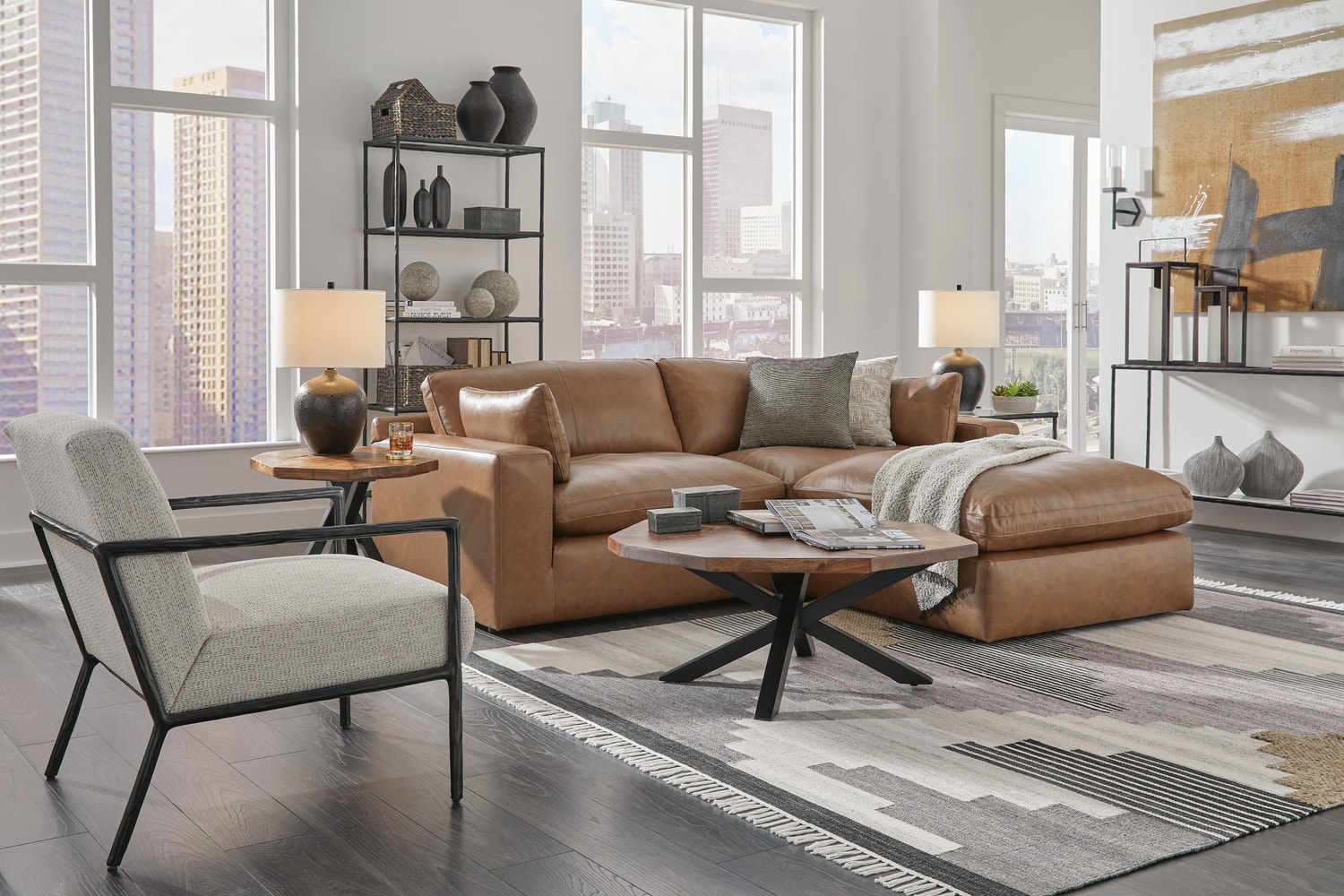 Emilia 2-Piece Sectional Loveseat, Caramel, large