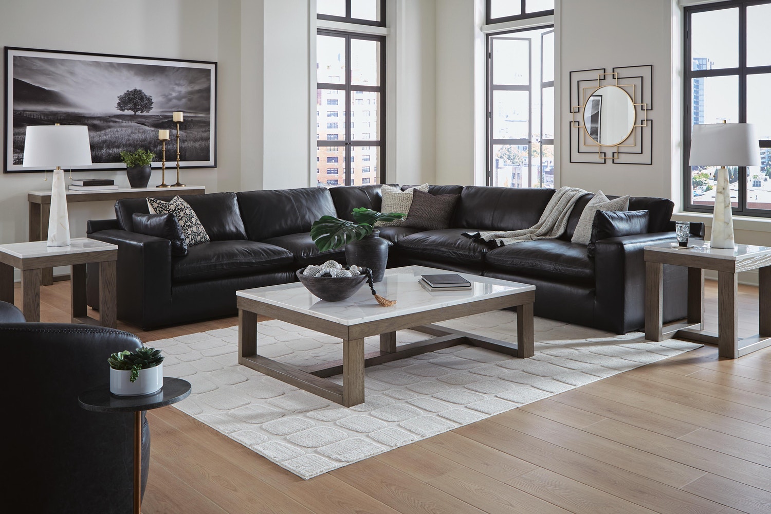 Emilia 5-Piece Sectional, Black, large