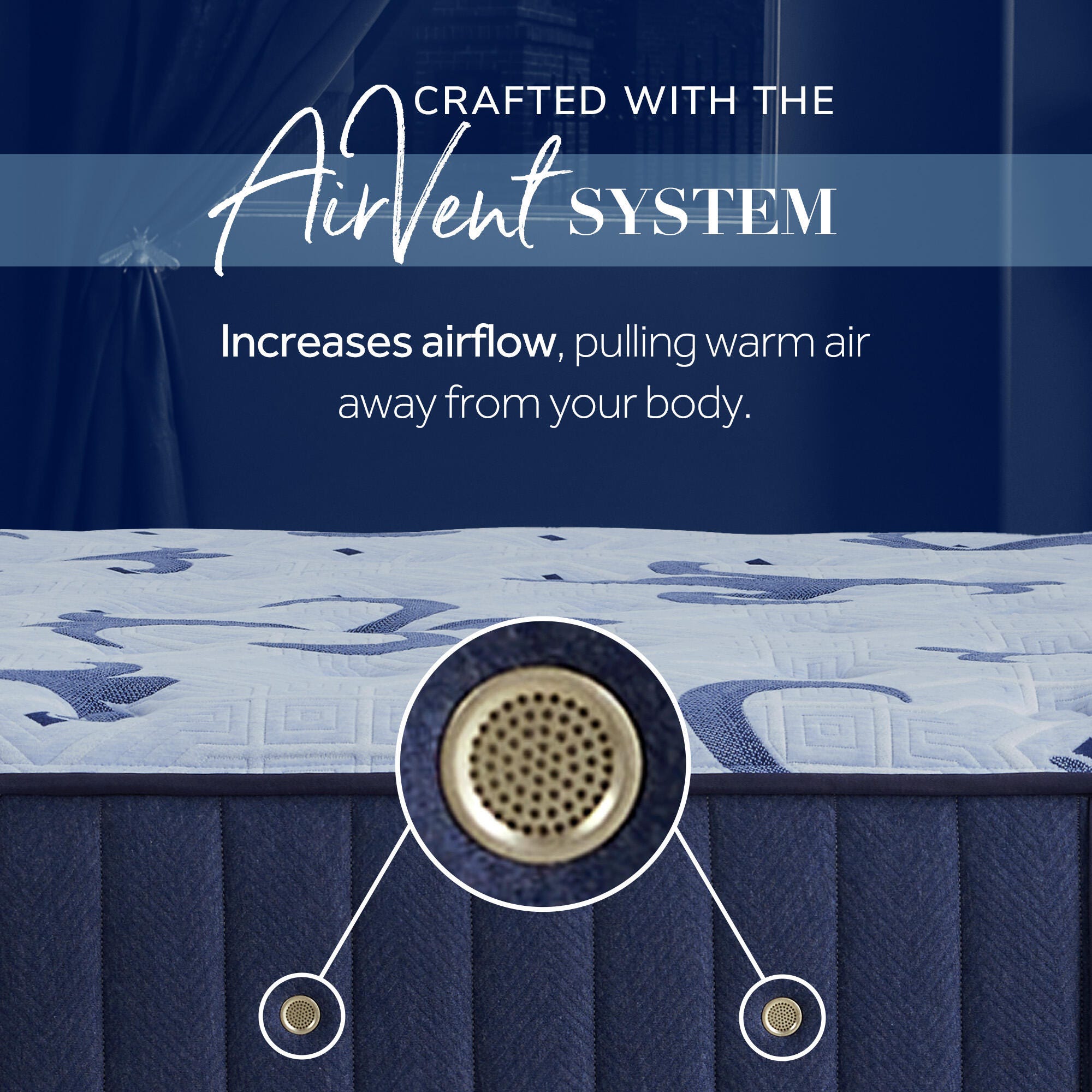 Stearns & Foster Estate Medium Tight Top Split California King Mattress, Navy, large