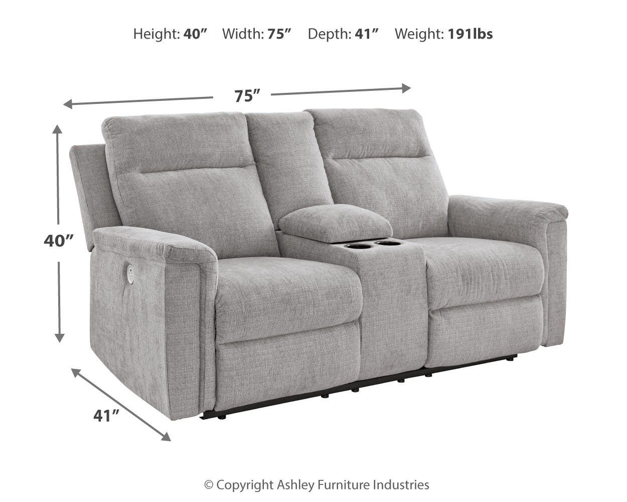Barnsana Power Reclining Loveseat with Console - image 4