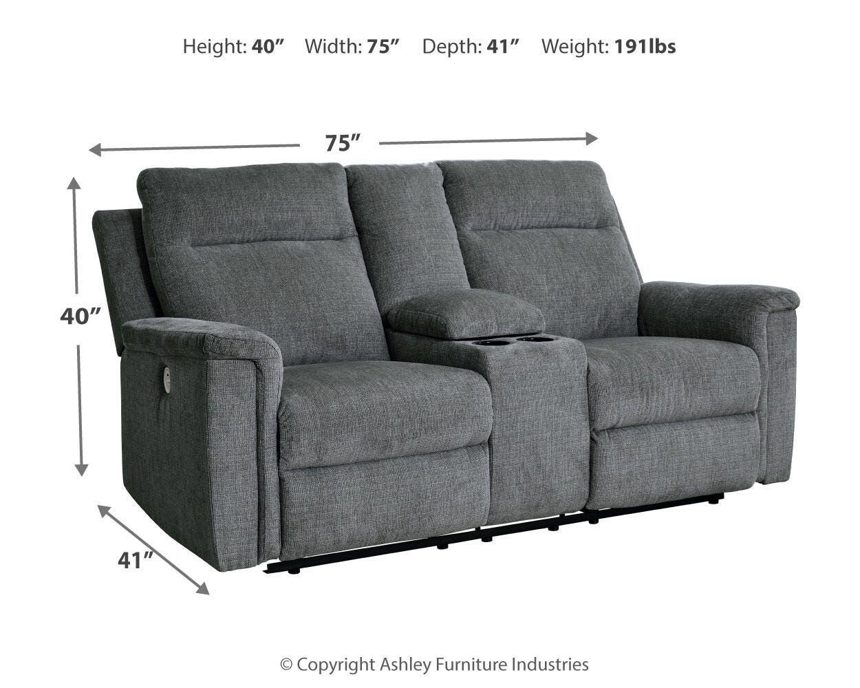 Barnsana Power Reclining Loveseat with Console - image 4