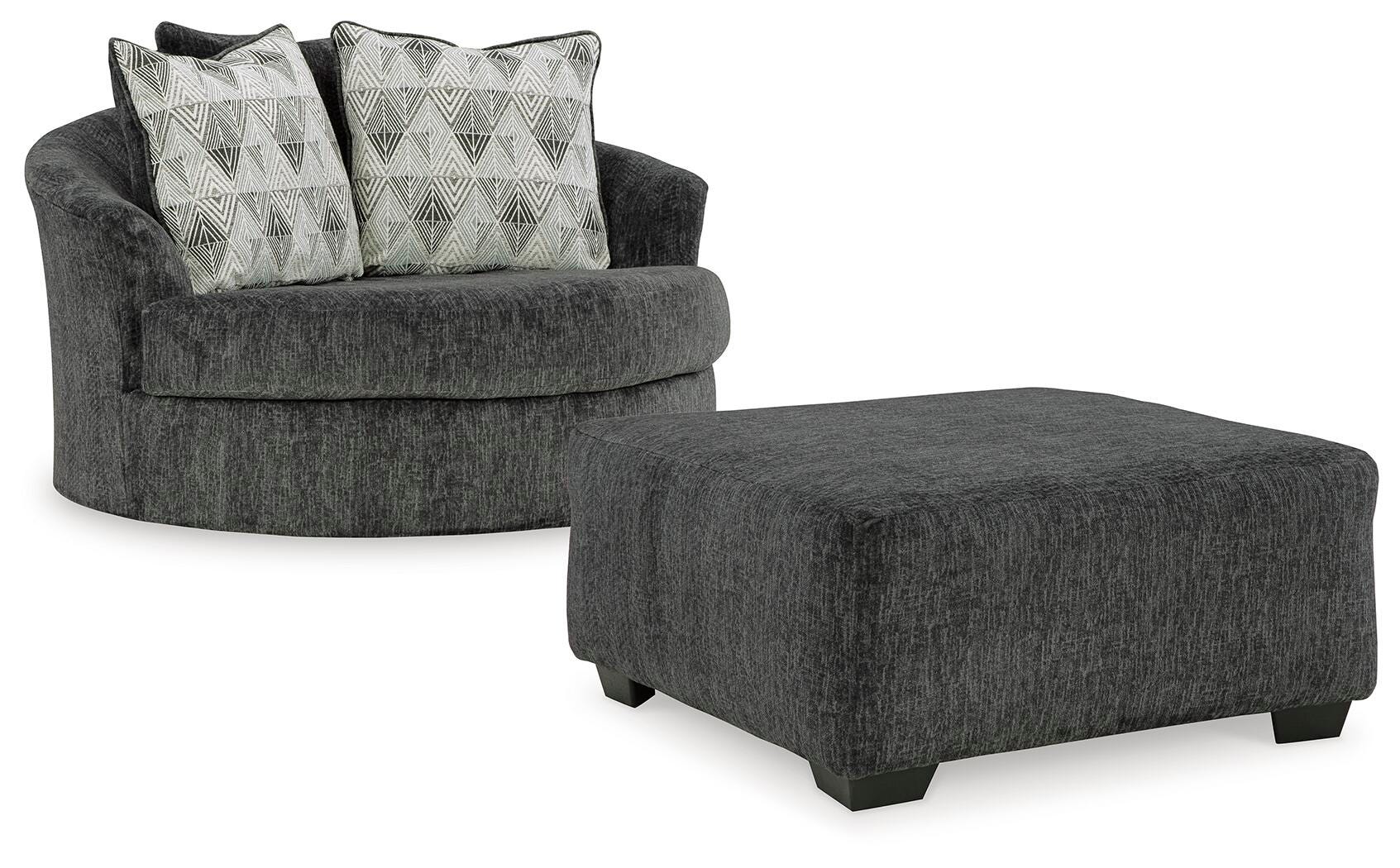 Biddeford Oversized Swivel Chair and Ottoman - image 1