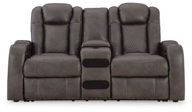 Fyne-Dyme Dual Power Reclining Loveseat with Audio Console