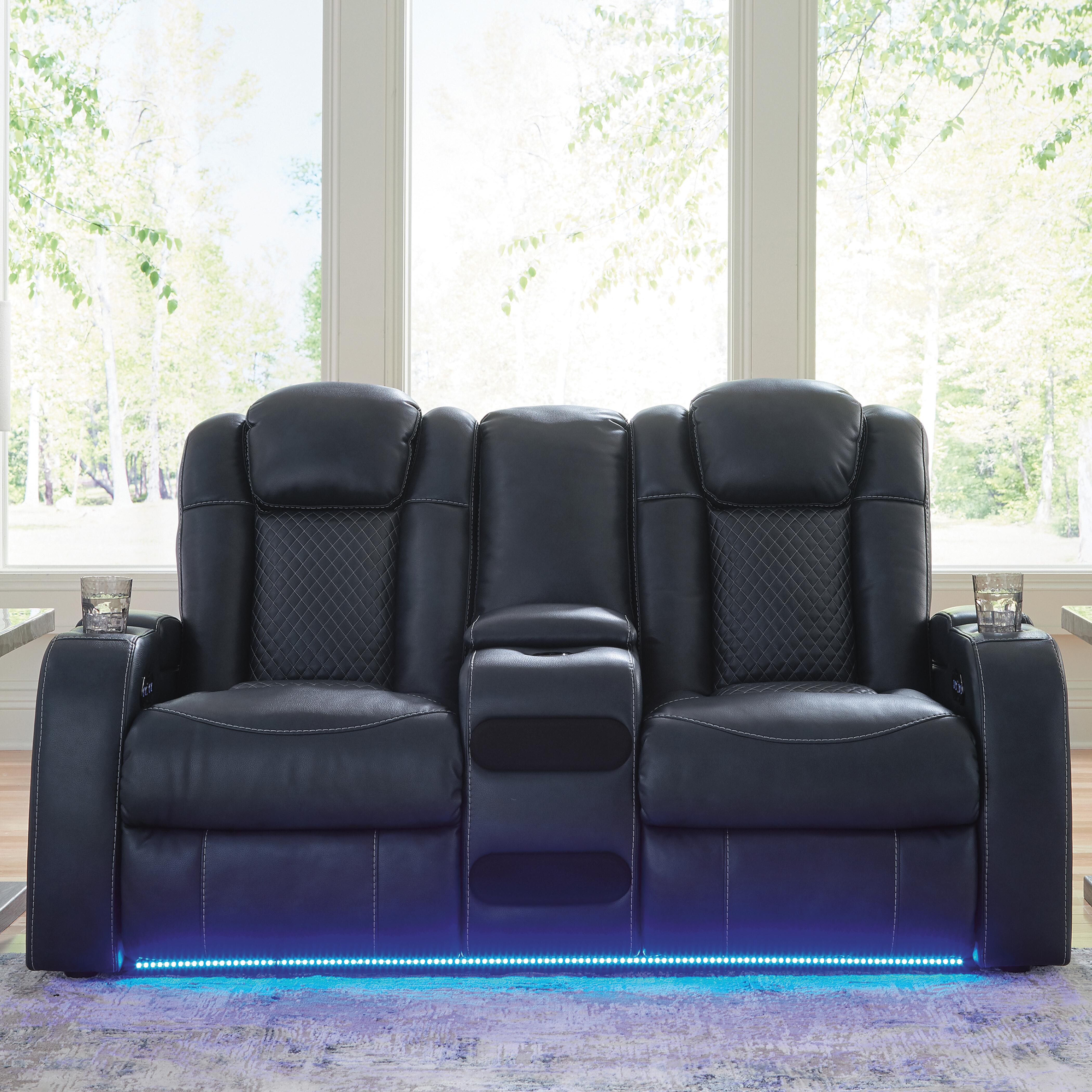 Fyne-Dyme Power Reclining Loveseat with Console, Sapphire, large