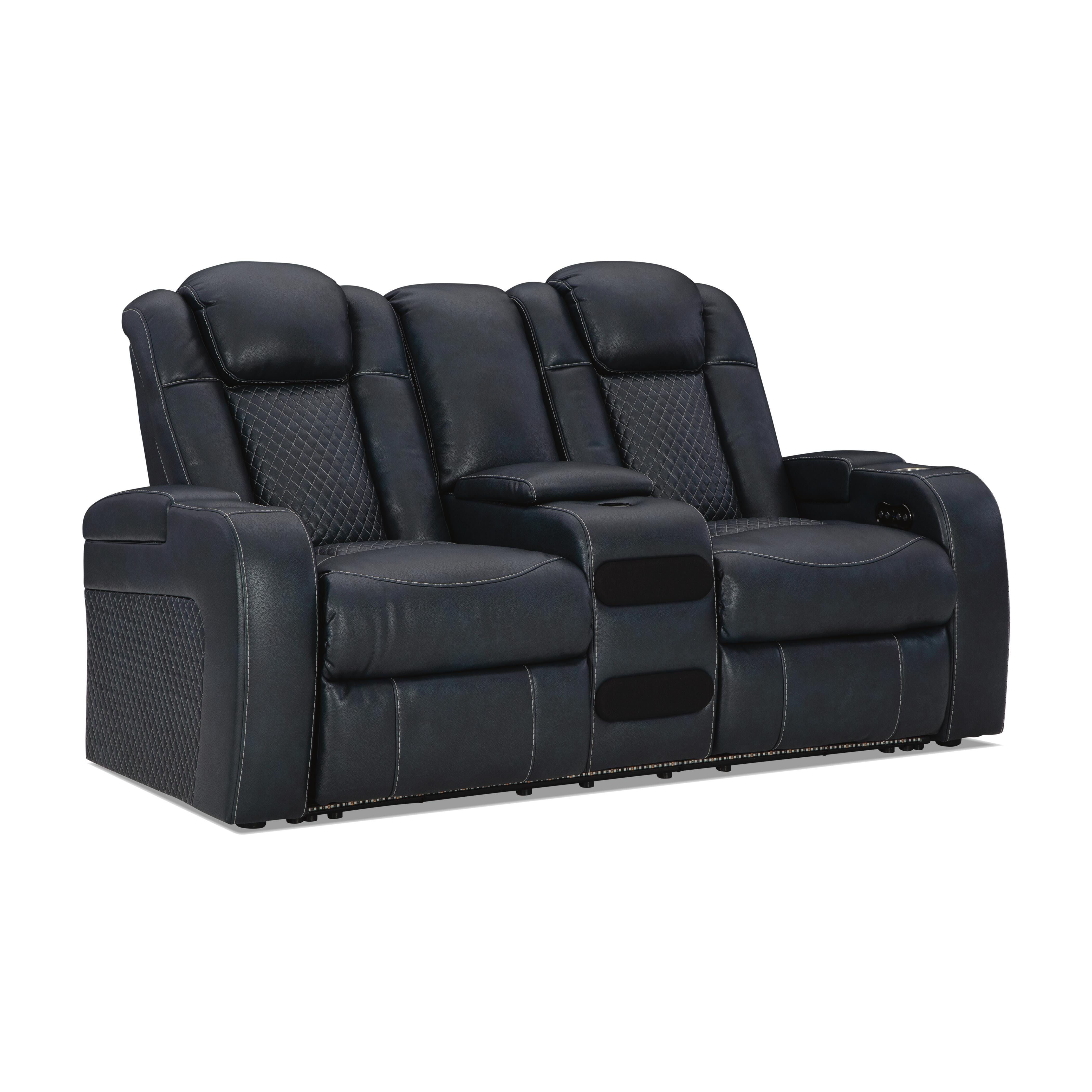 Fyne-Dyme Power Reclining Loveseat with Console, Sapphire, large