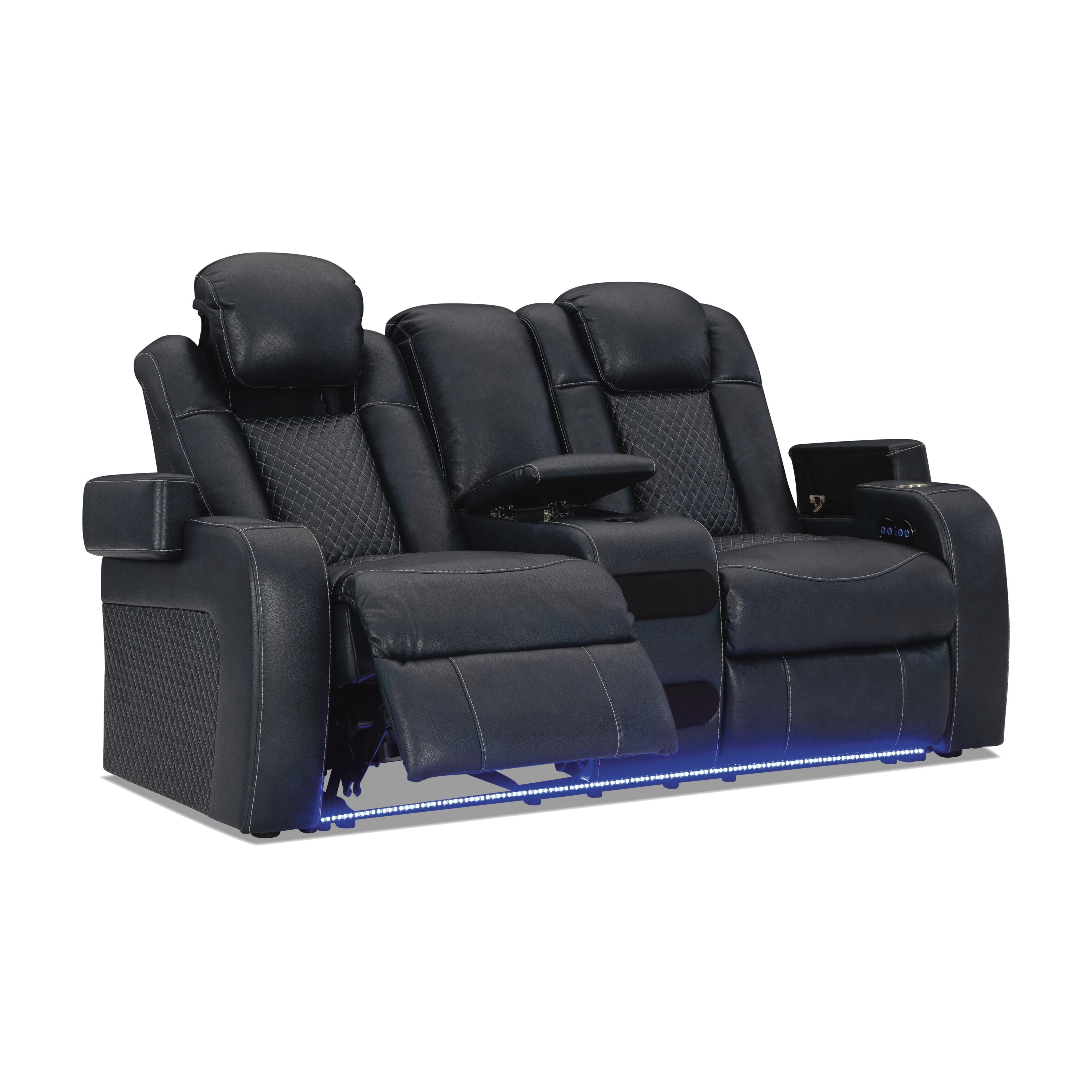 Fyne-Dyme Power Reclining Loveseat with Console, Sapphire, large