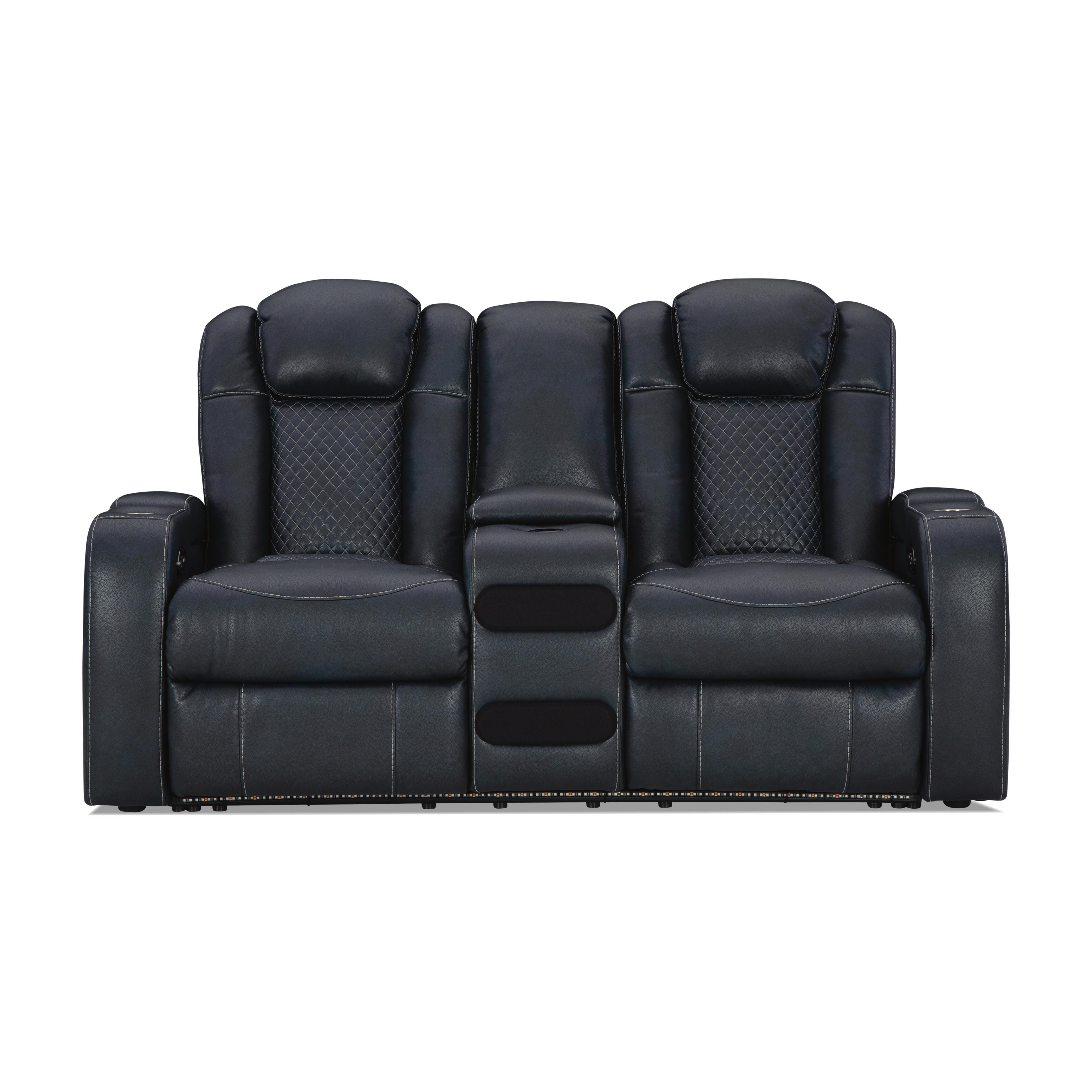 Fyne-Dyme Power Reclining Loveseat with Console, Sapphire, large
