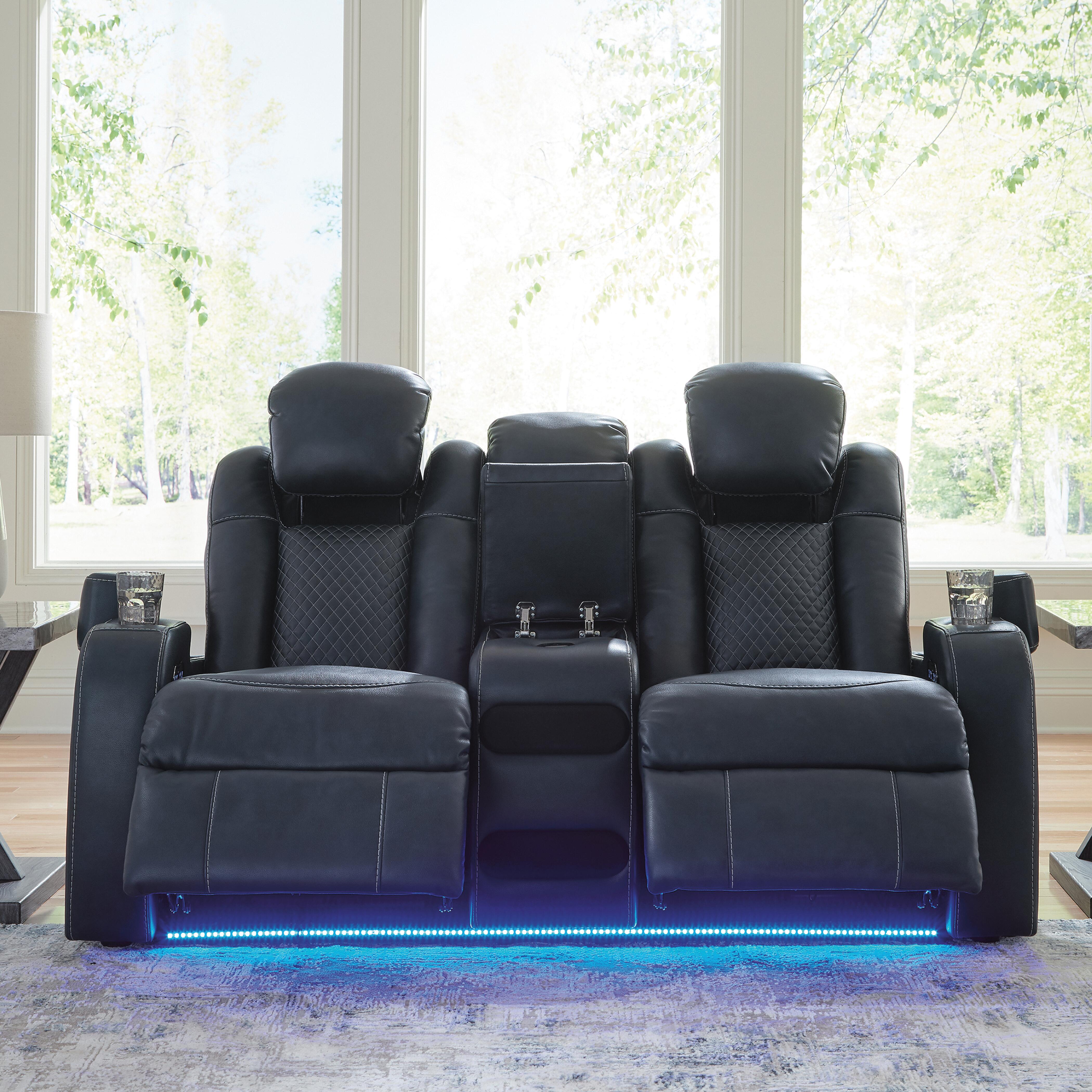 Fyne-Dyme Power Reclining Loveseat with Console, Sapphire, large