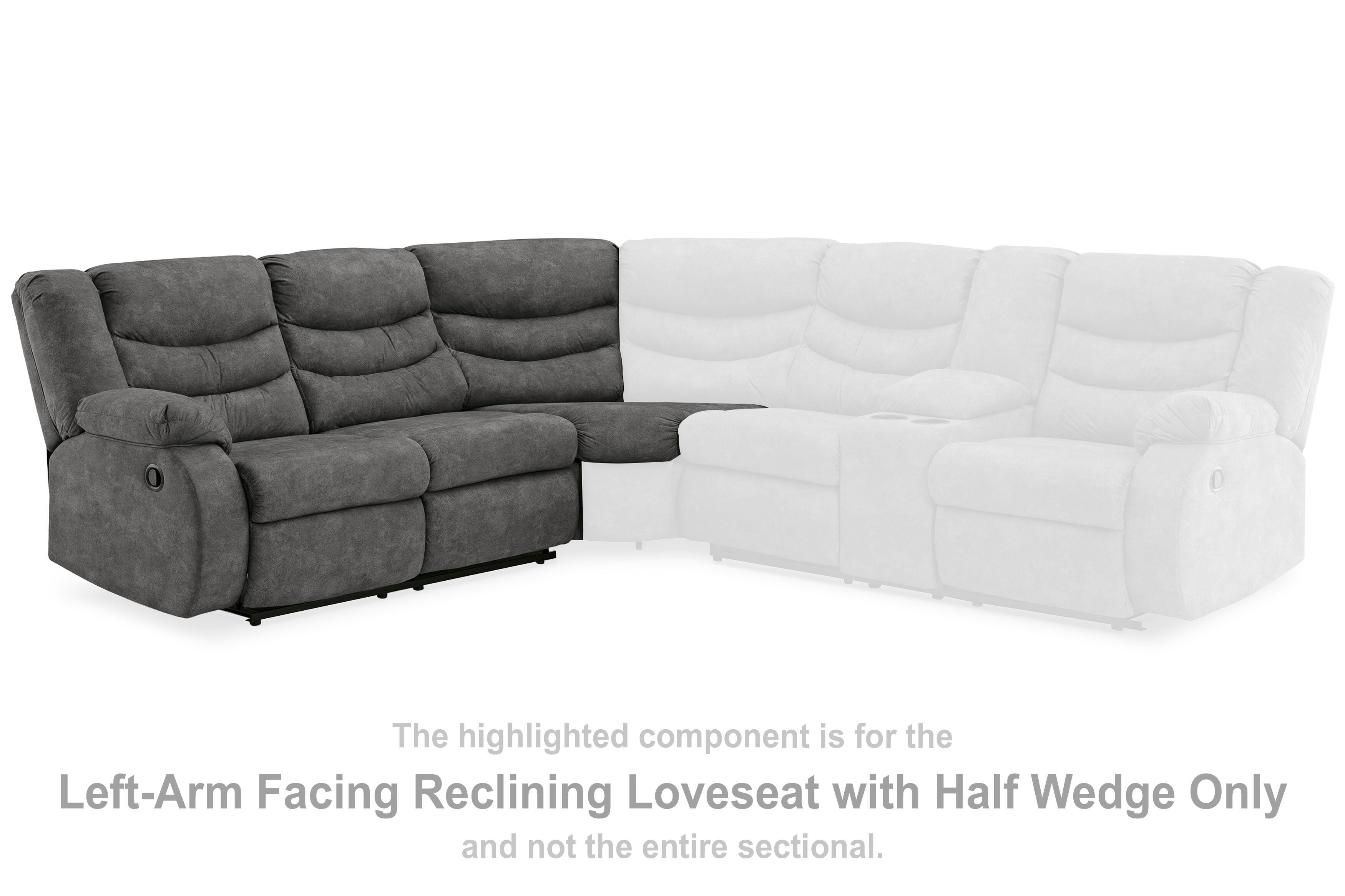 Partymate Left-Arm Facing Reclining Loveseat with Half Wedge - image 2