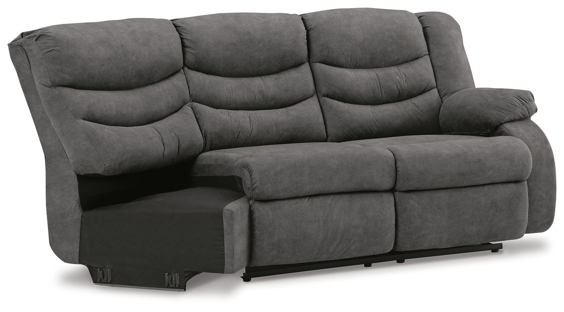 Sofá reclinable de dos plazas con brazo derecho y sección de cuña - image 1
