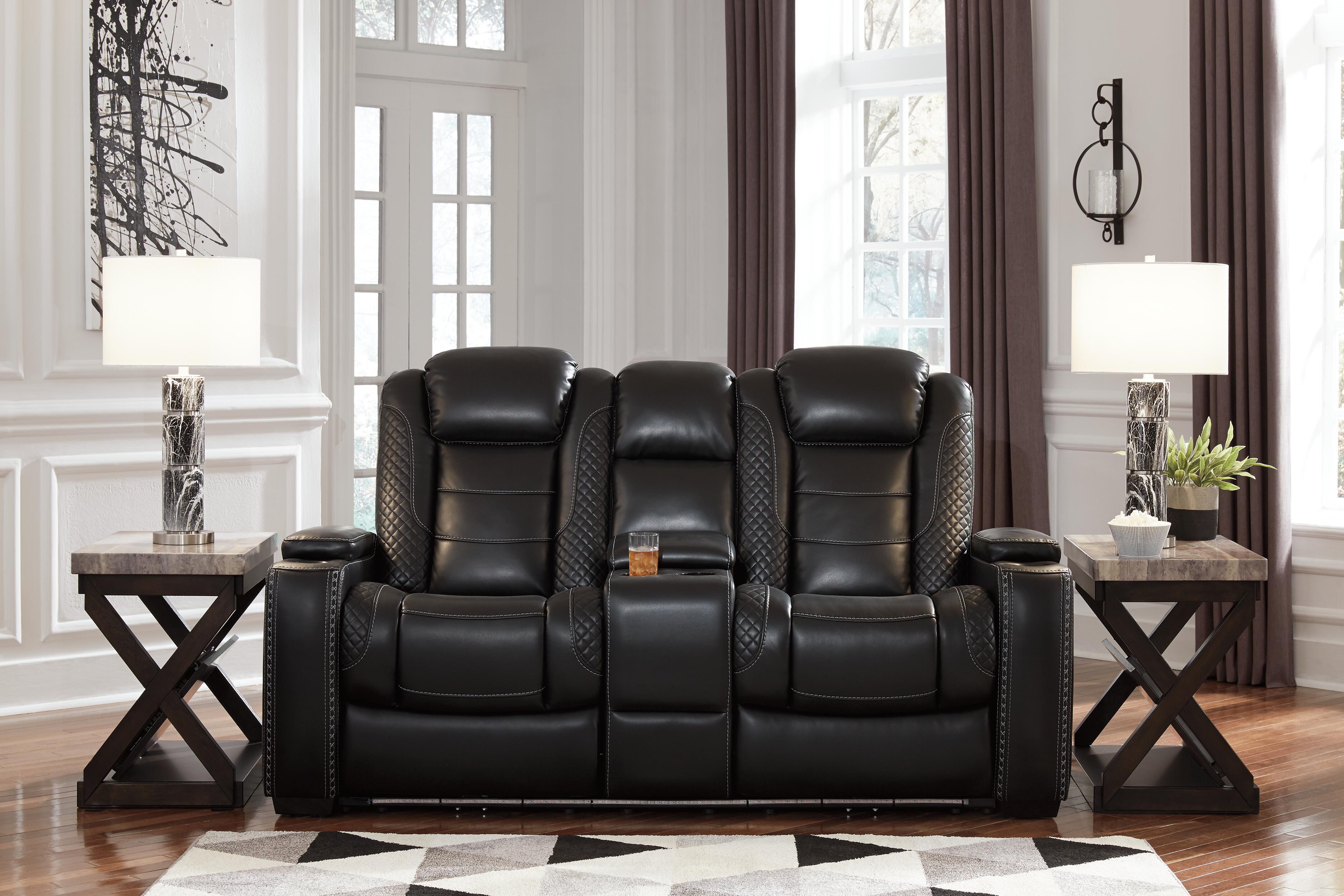 Party Time Dual Power Reclining Loveseat with Console | Ashley