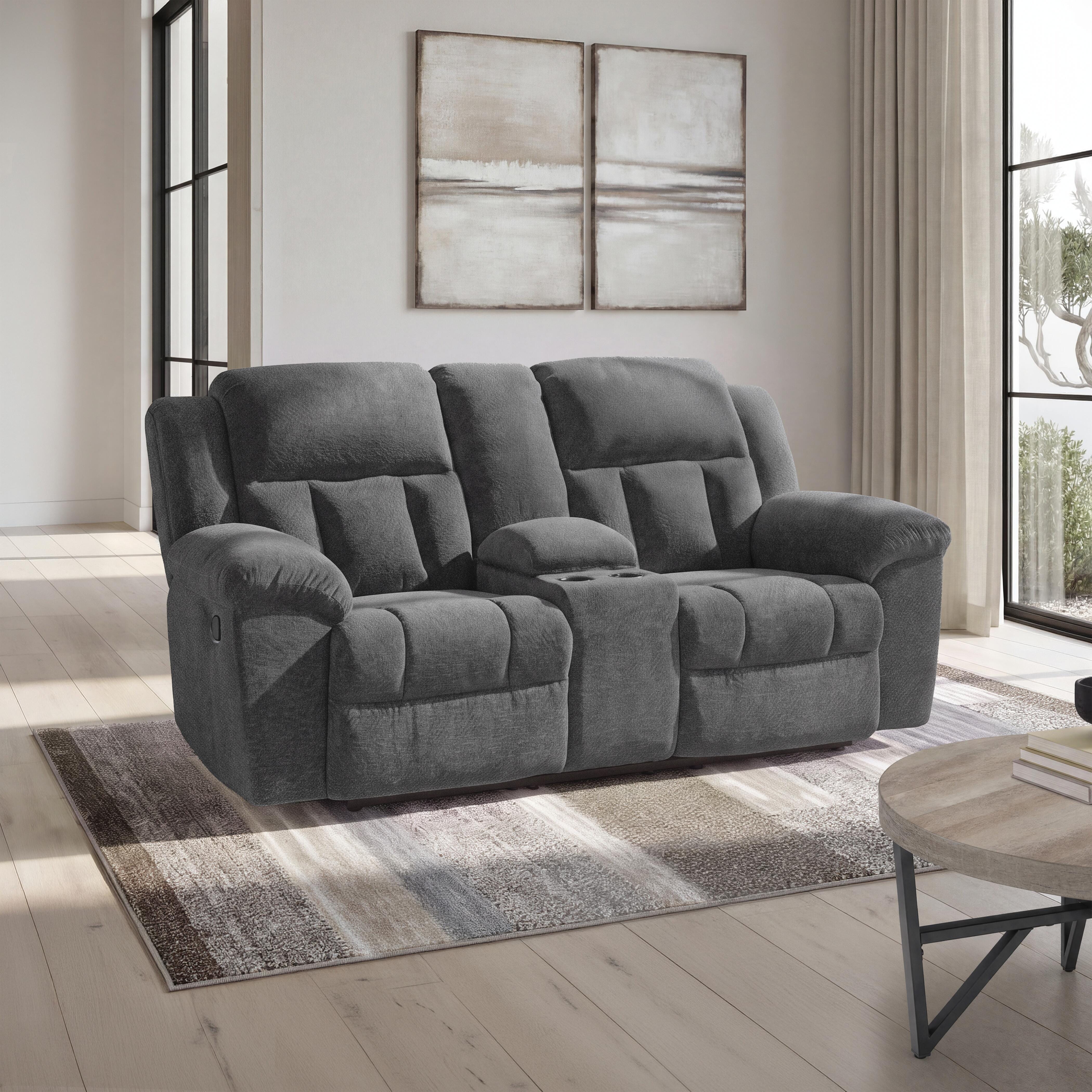 Frohn Reclining Loveseat with Console, Graphite, large