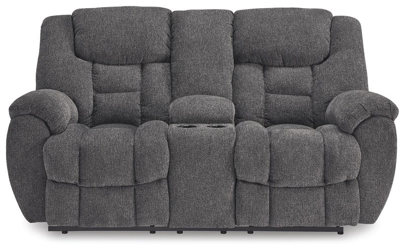 Foreside Next-Gen Nuvella™ Performance Fabric Manual Loveseat with Console, Charcoal